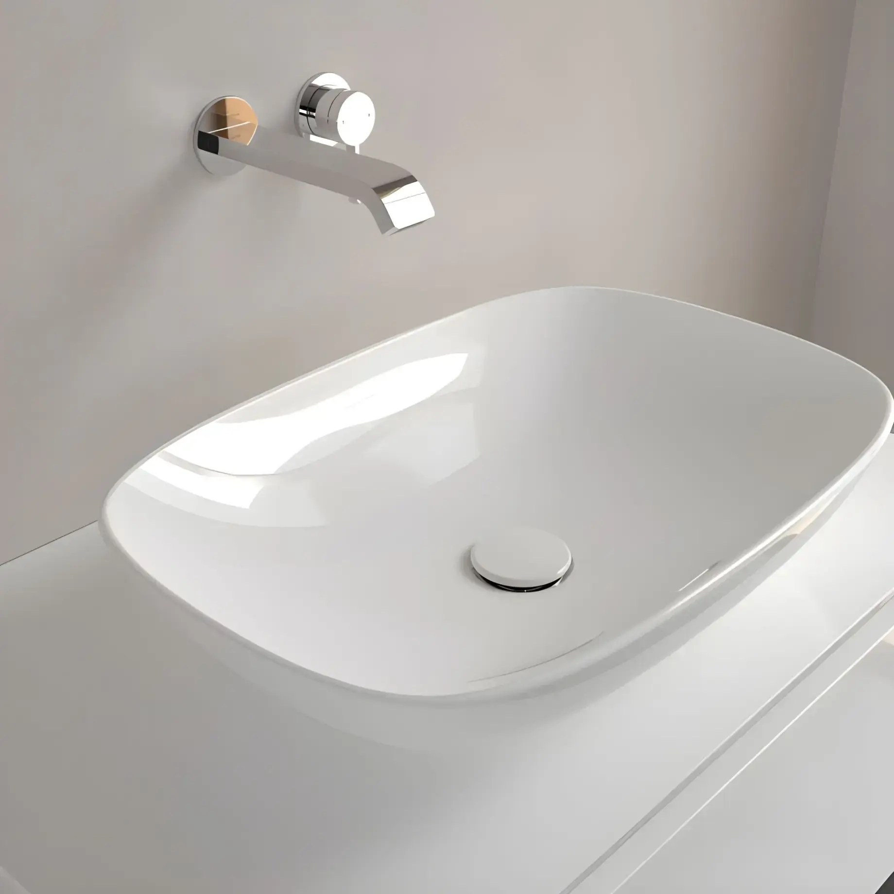 Умивальник Loop & Friends Villeroy & Boch 4A490001 Alpine White — вид ззаду