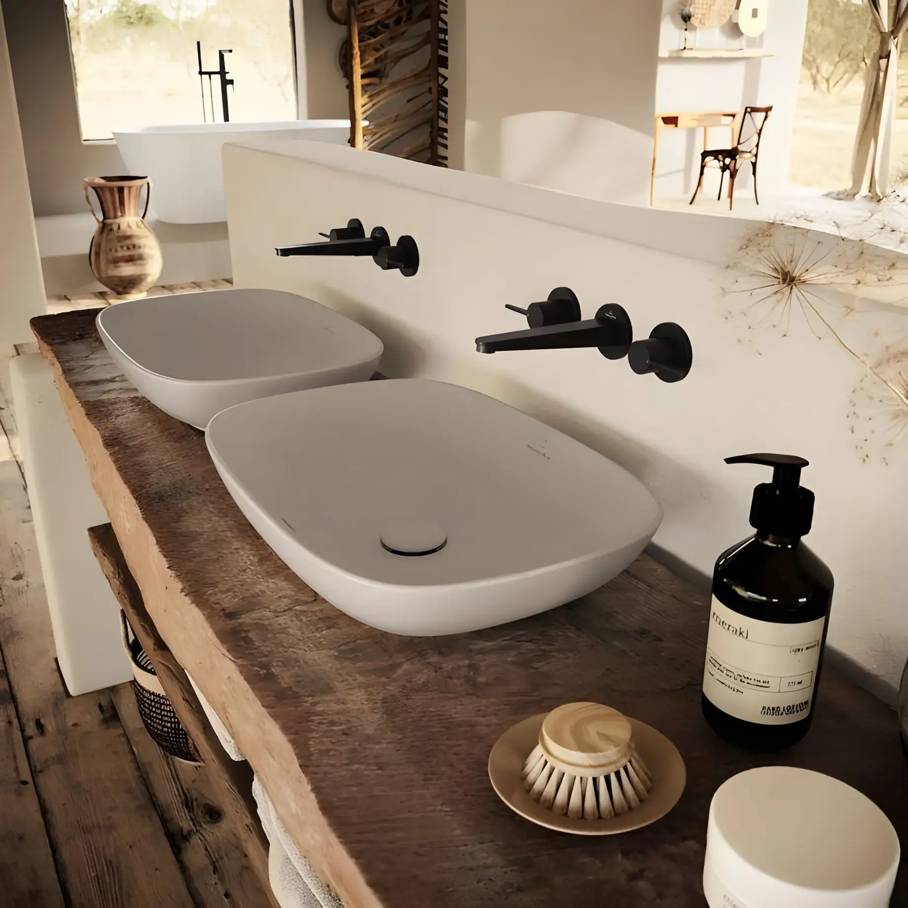 Умивальник Loop & Friends Villeroy & Boch 4A4900AM Almond CeramicPlus — вид спереду