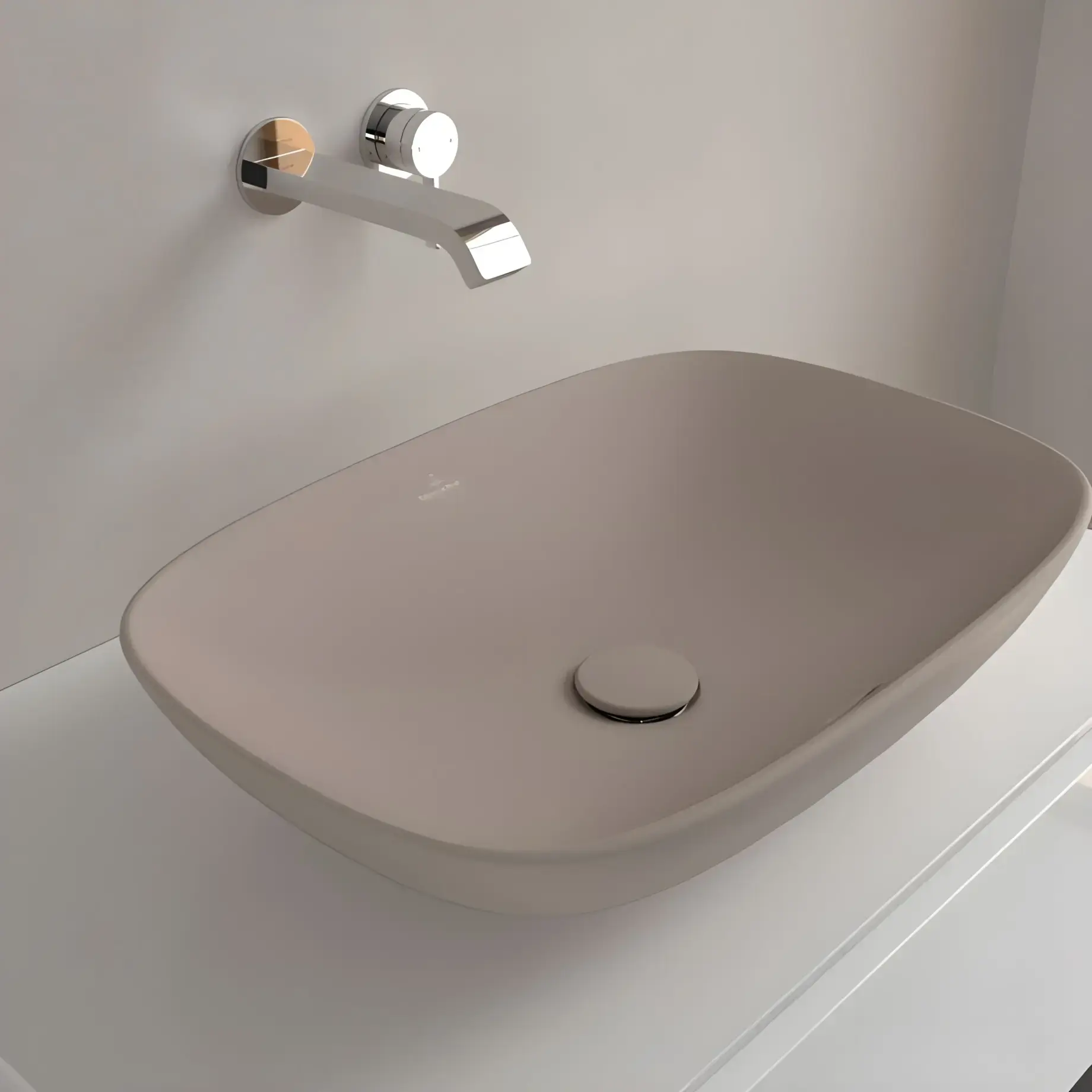 Умивальник Loop & Friends Villeroy & Boch 4A4900AM Almond CeramicPlus — ракурс 3/4