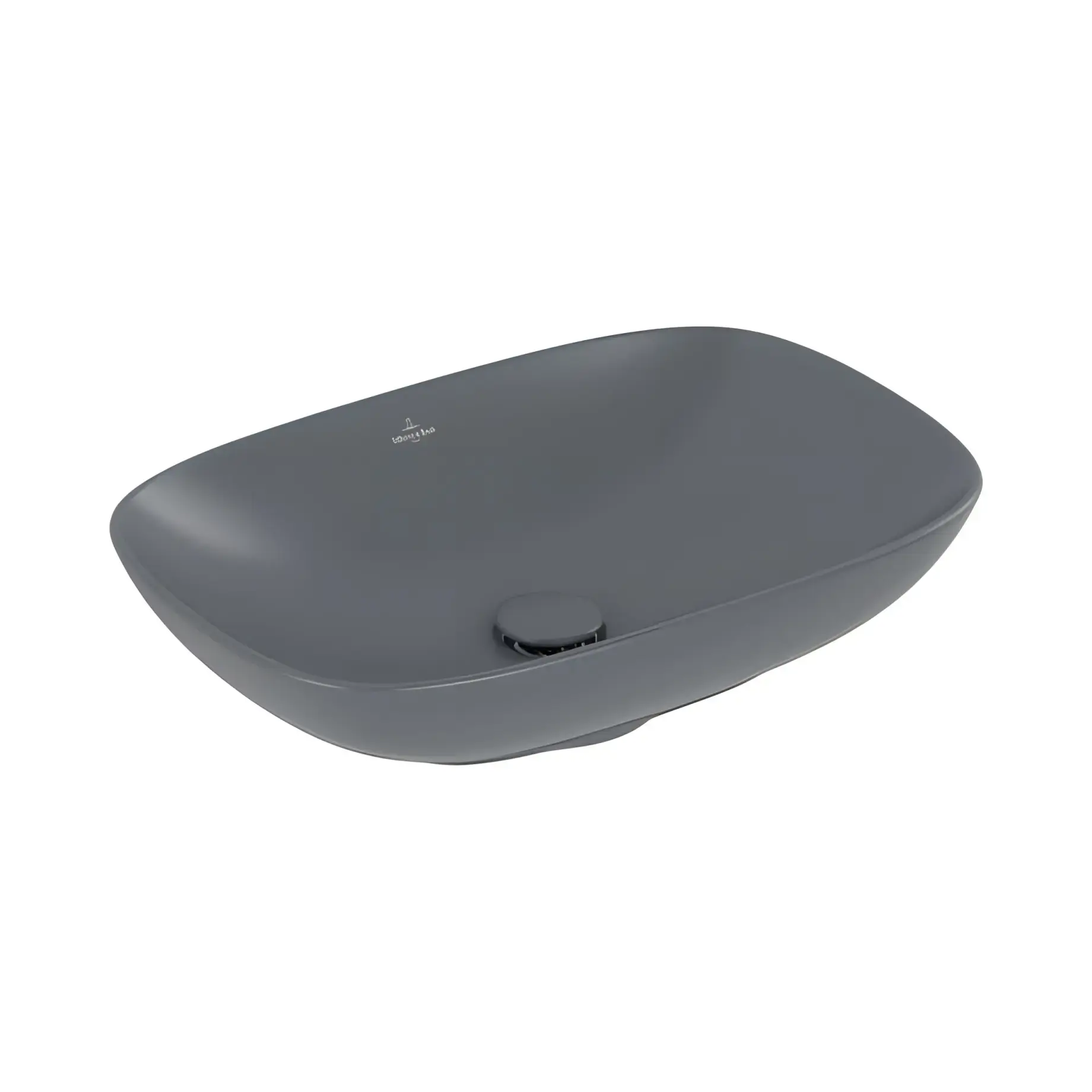 Умивальник Loop & Friends Villeroy & Boch 4A4900i4 Graphite CeramicPlus 56 х 38 см — вид на білому тлі