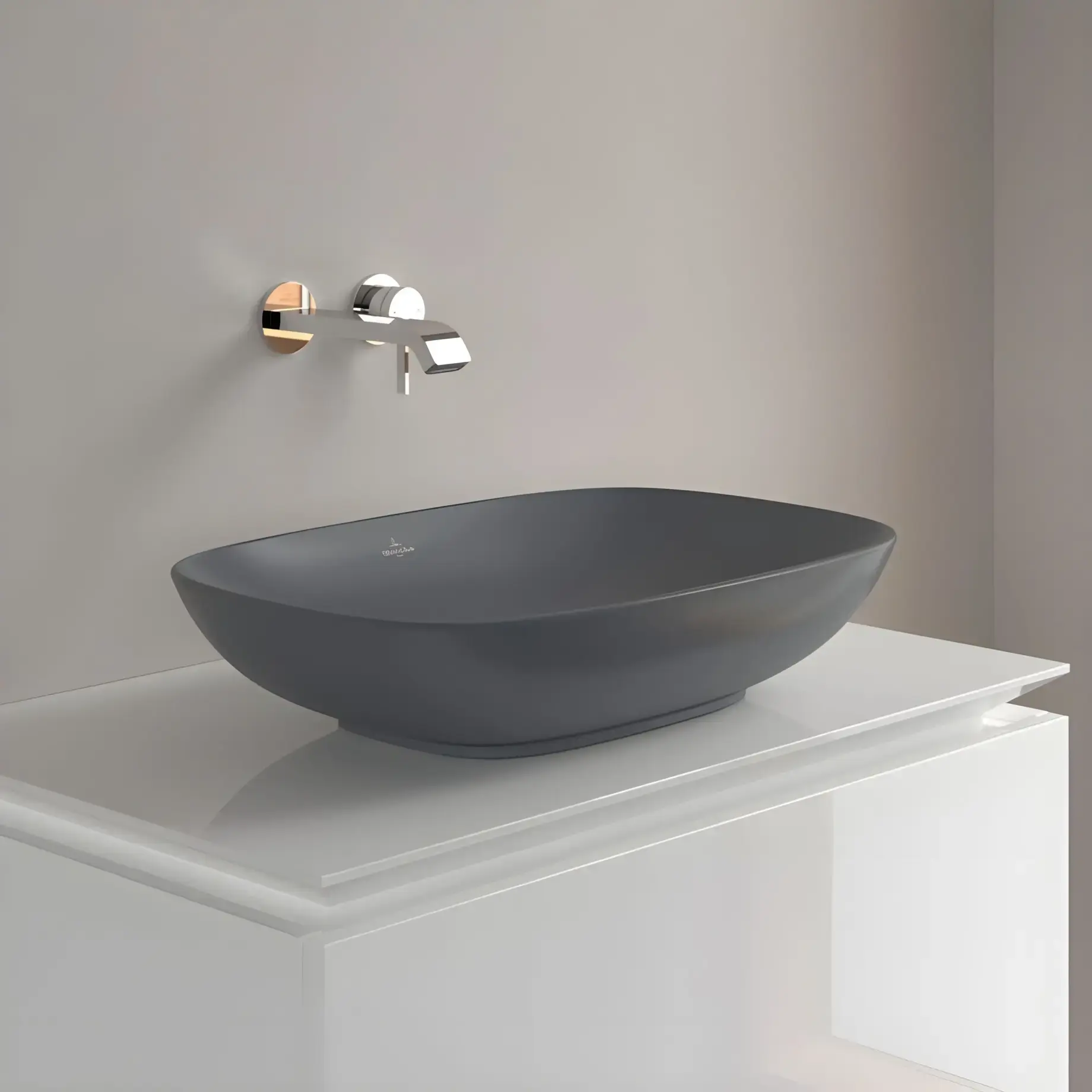 Умивальник Loop & Friends Villeroy & Boch 4A4900i4 Graphite CeramicPlus — вид ззаду