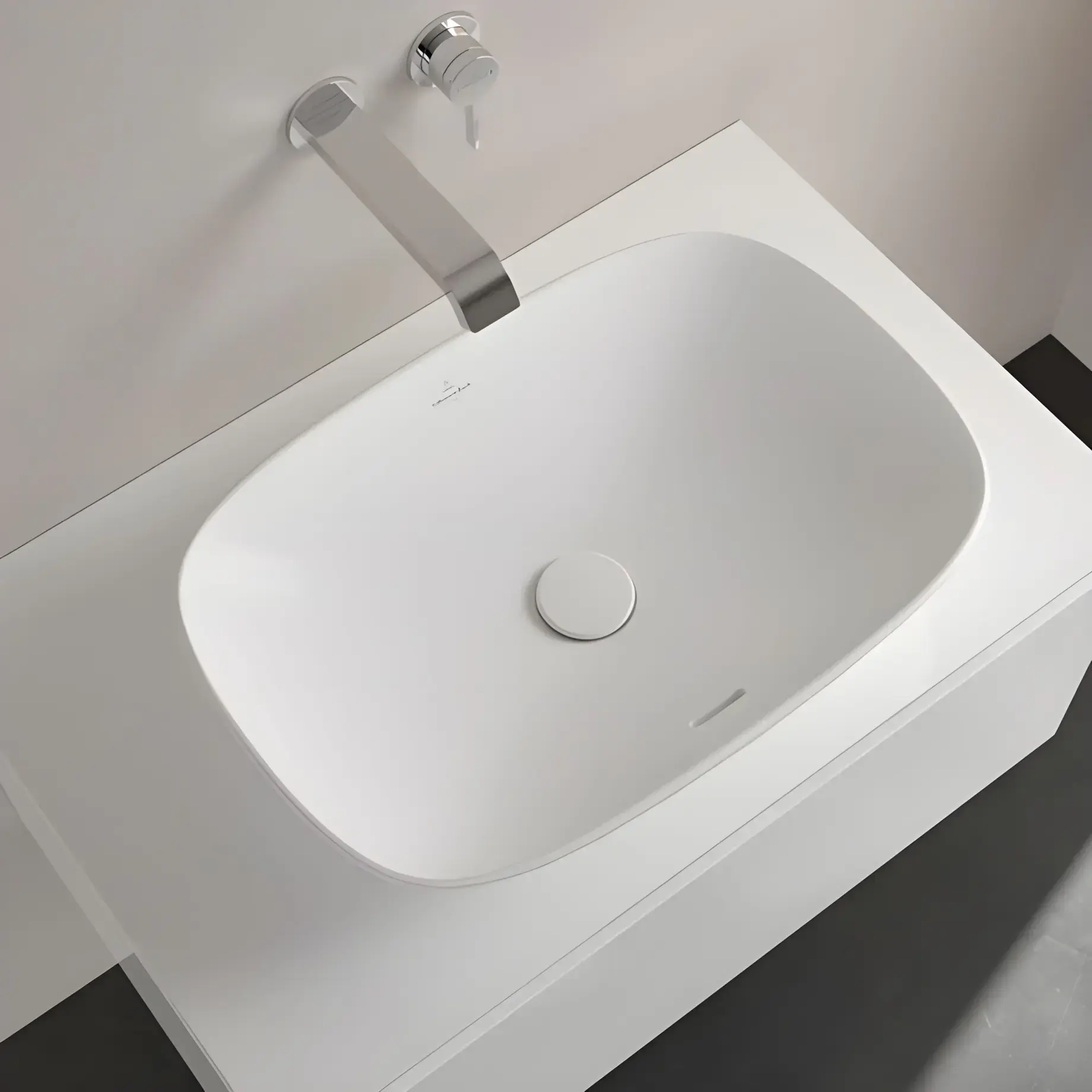 Умивальник Loop & Friends Villeroy & Boch 4A4900RW Stone White CeramicPlus — бічний ракурс