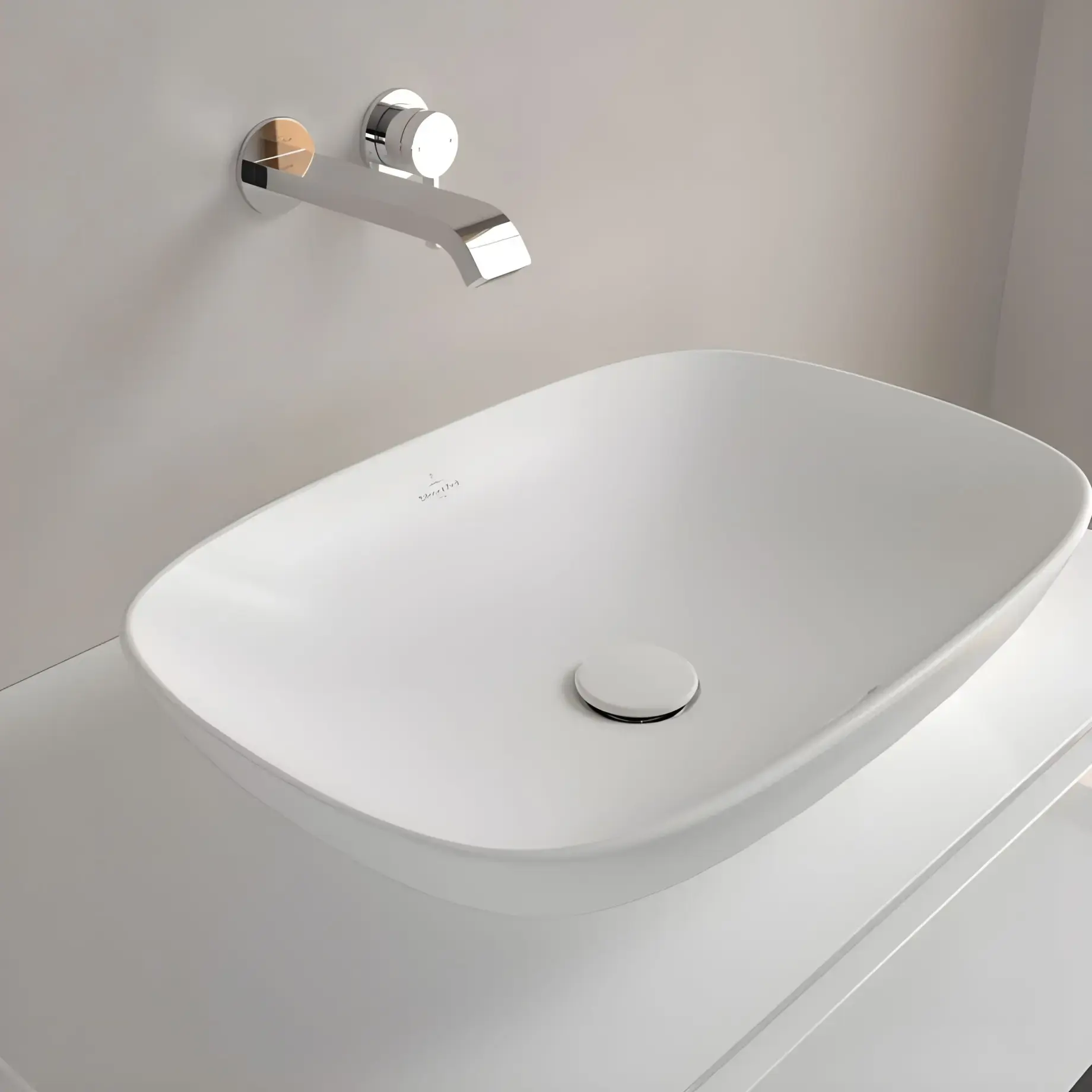 Умивальник Loop & Friends Villeroy & Boch 4A4900RW Stone White CeramicPlus — вид згори