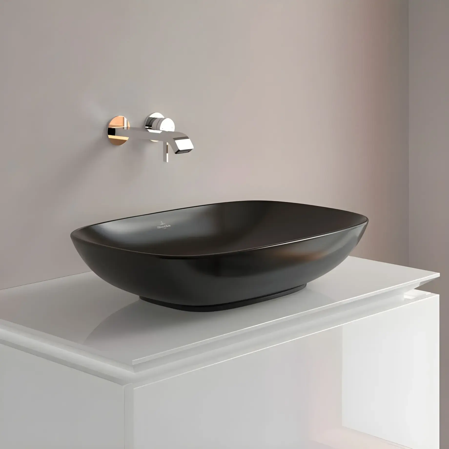 Умивальник Loop & Friends Villeroy & Boch 4A4900S5 Ebony CeramicPlus — вид ззаду