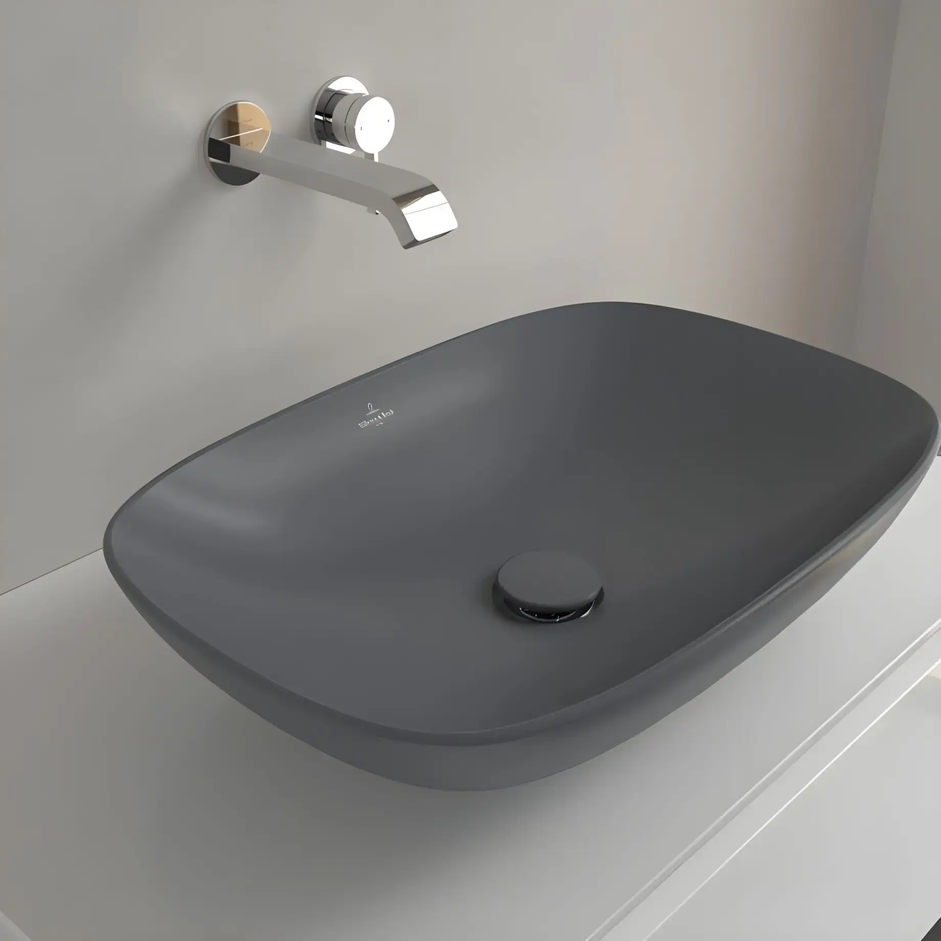 Умивальник Loop & Friends Villeroy & Boch 4A4901i4 Graphite CeramicPlus — вид ззаду