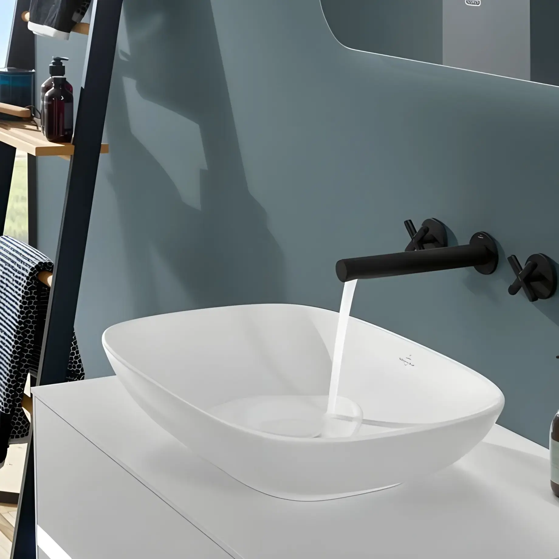 Умивальник Loop & Friends Villeroy & Boch 4A4901RW Stone White CeramicPlus — вид спереду