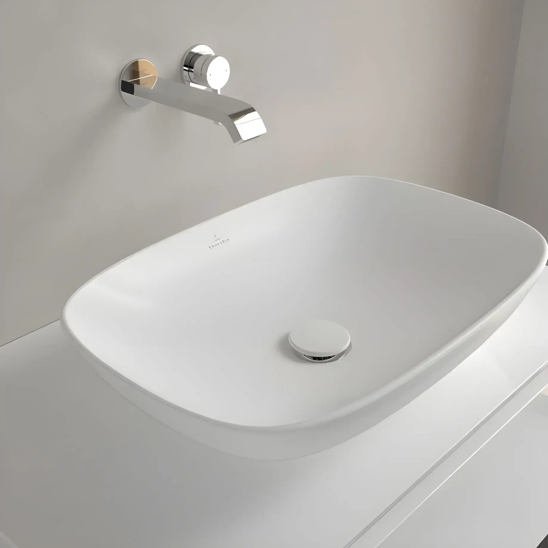 Умивальник Loop & Friends Villeroy & Boch 4A4901RW Stone White CeramicPlus — вид згори