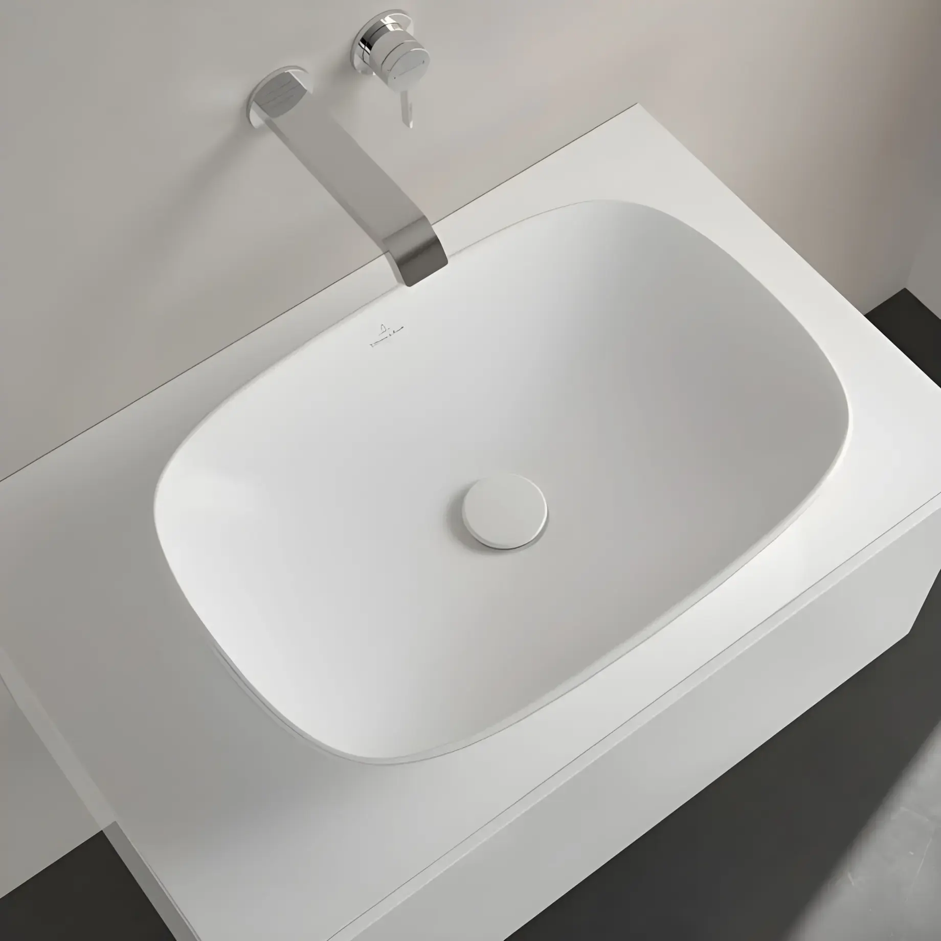 Умивальник Loop & Friends Villeroy & Boch 4A4901RW Stone White CeramicPlus — вид ззаду