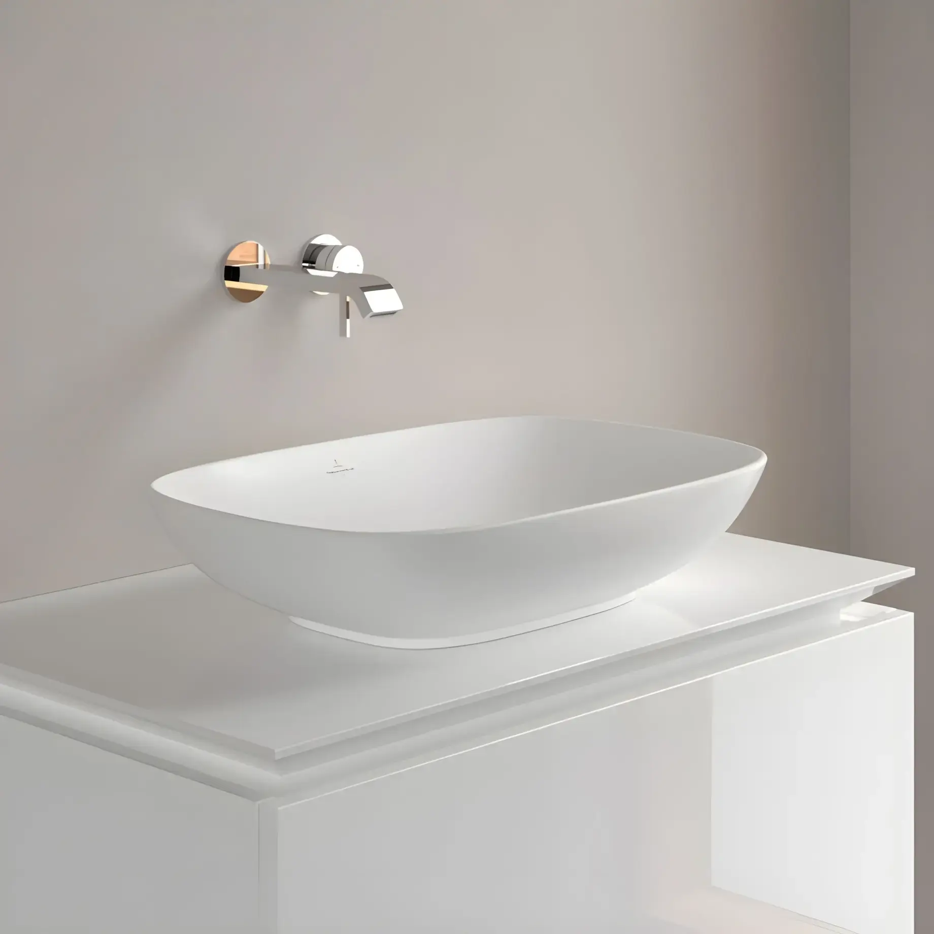 Умивальник Loop & Friends Villeroy & Boch 4A4901RW Stone White CeramicPlus — ракурс 3/4