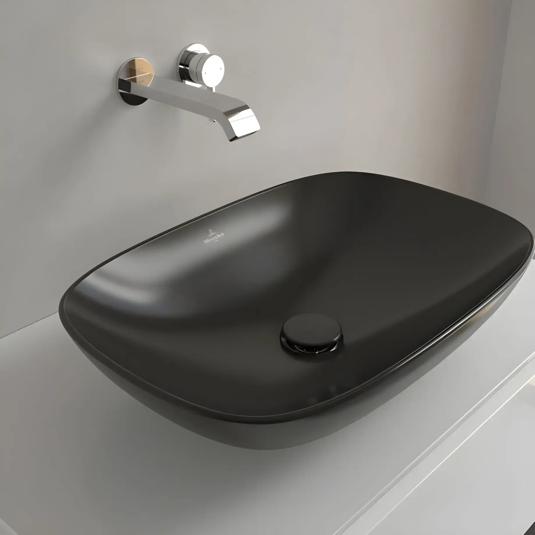 Умивальник Loop & Friends Villeroy & Boch 4A4901S5 Ebony CeramicPlus — вид ззаду