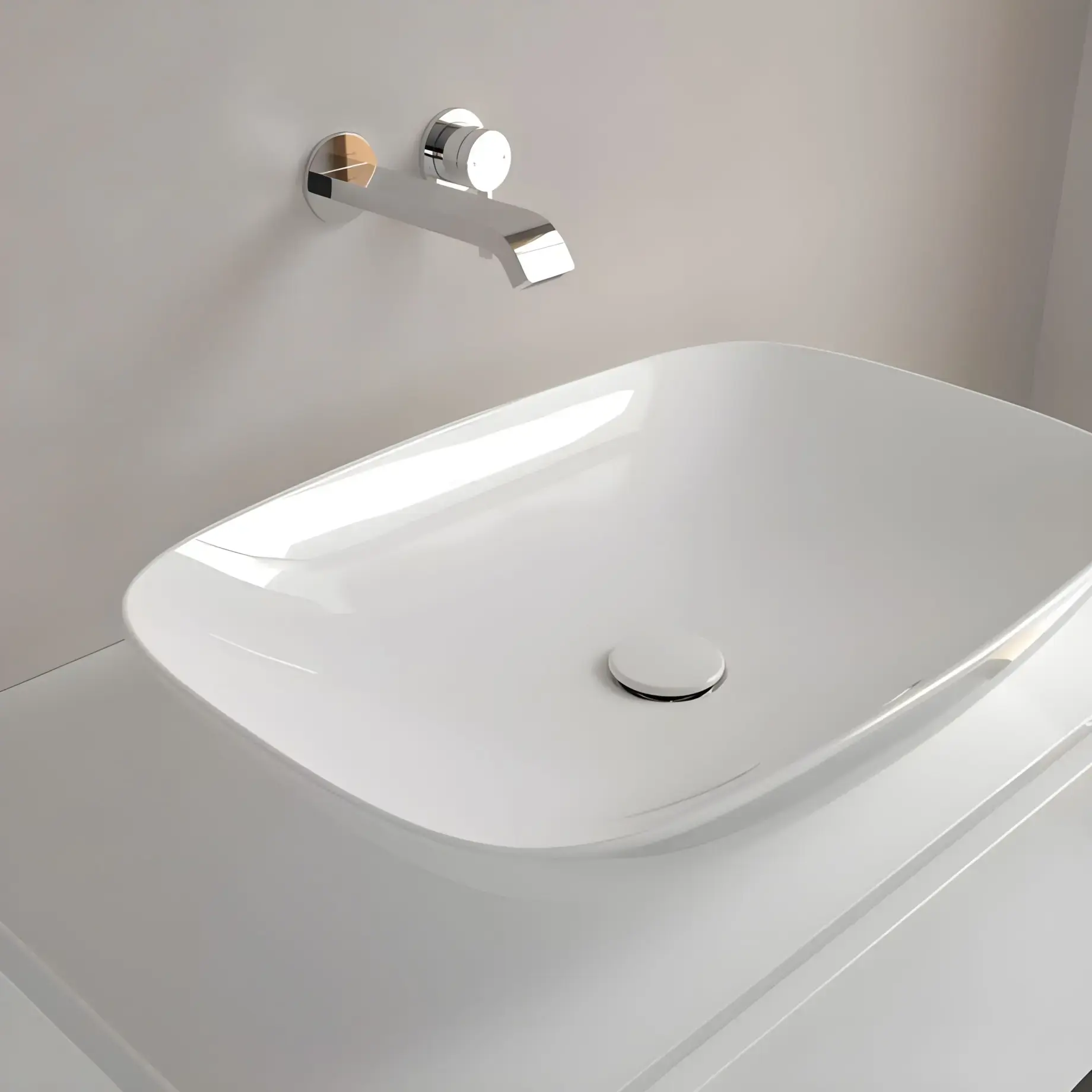 Умивальник Loop & Friends Villeroy & Boch 4A500001 Alpine White — вид ззаду