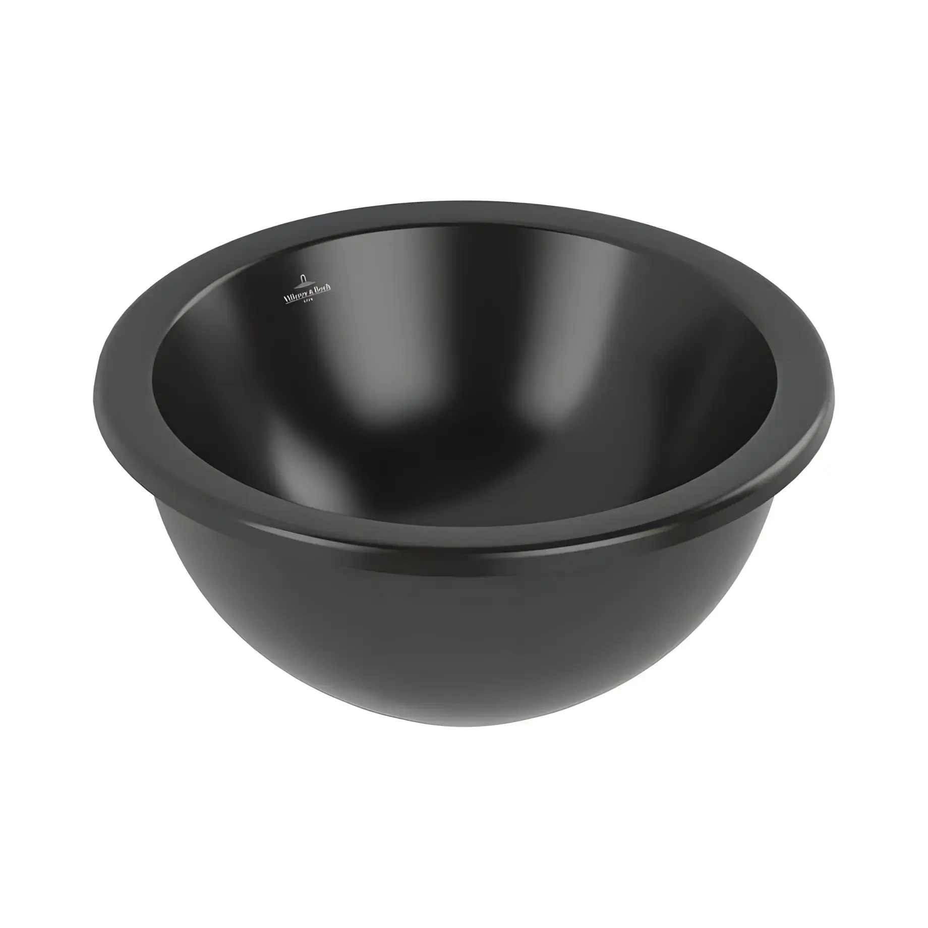 Умивальник Loop & Friends Villeroy & Boch 4A5201R7 Pure Black CeramicPlus 38 х 38 см — вид на білому тлі