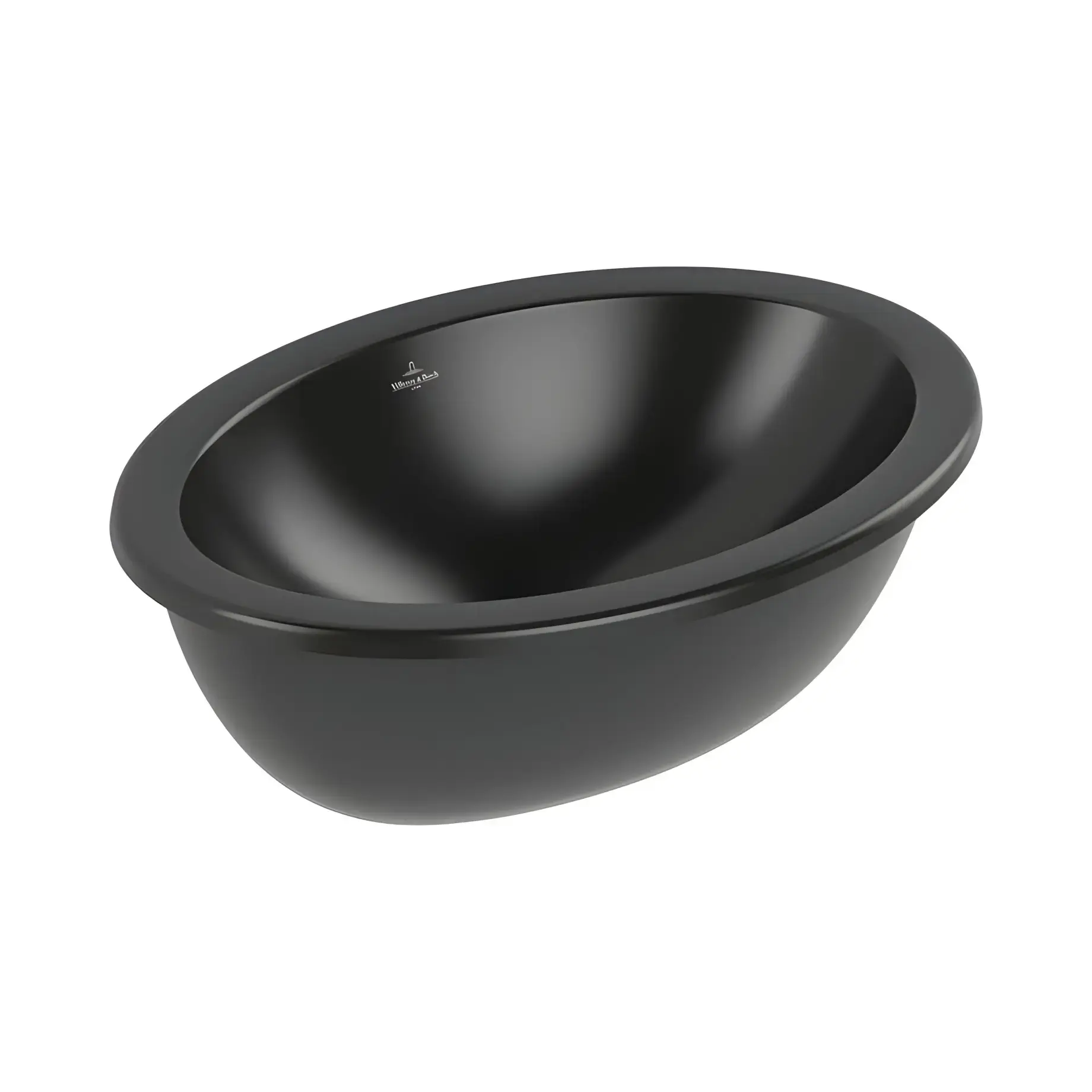 Умивальник Loop & Friends Villeroy & Boch 4A5401R7 Pure Black CeramicPlus 48.5 x 32.5 см — вид на білому тлі