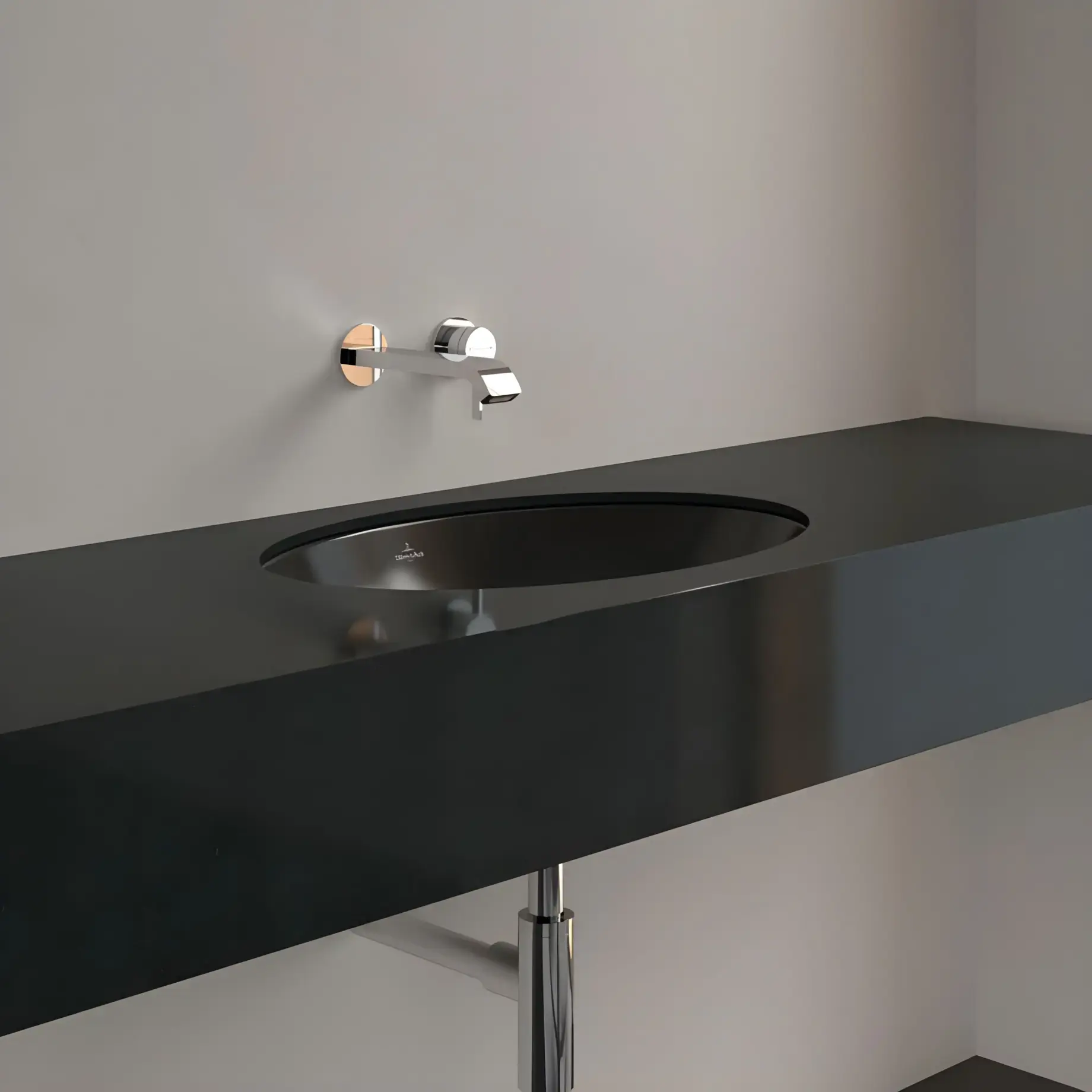 Умивальник Loop & Friends Villeroy & Boch 4A5501R7 Pure Black CeramicPlus — вид згори