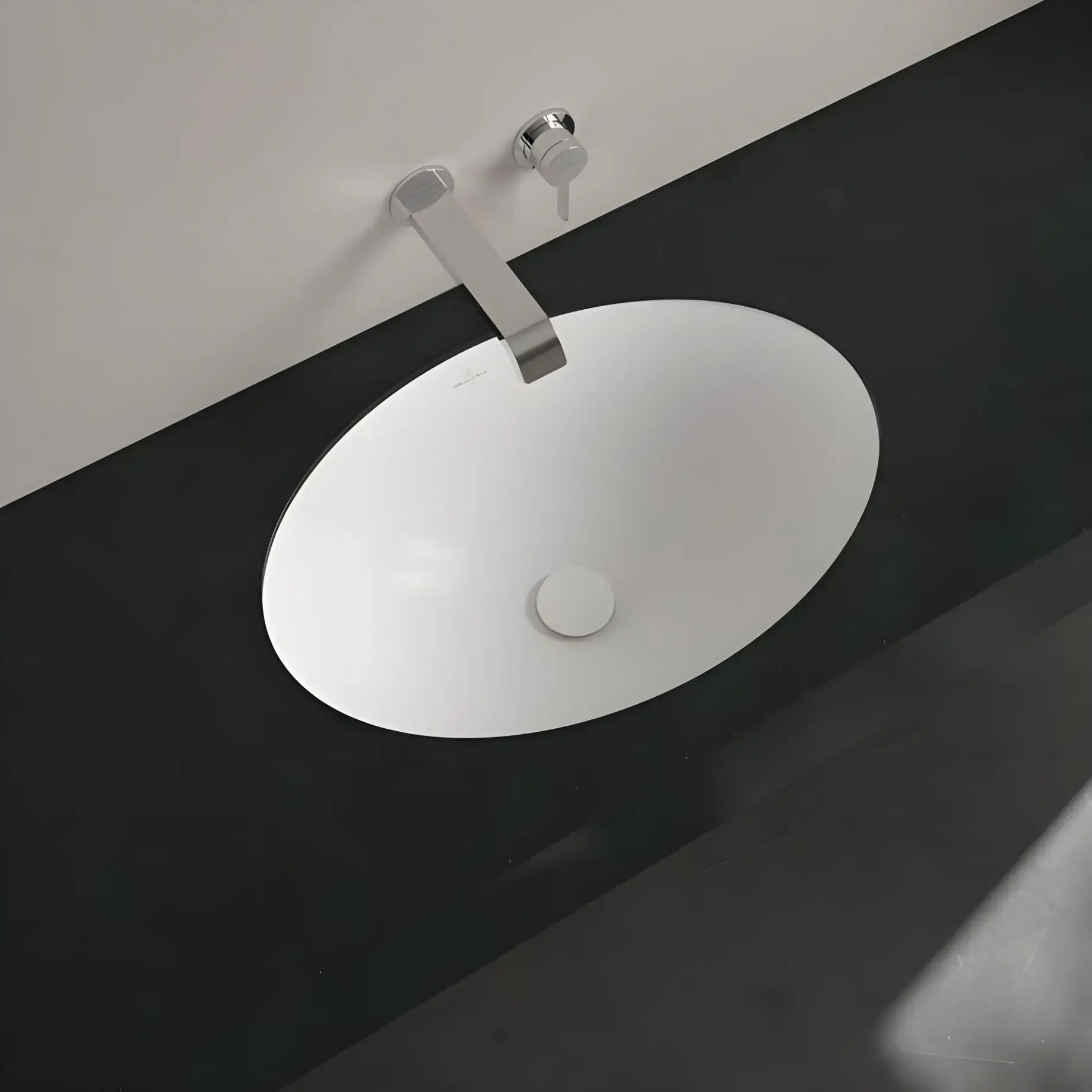 Умивальник Loop & Friends Villeroy & Boch 4A5501RW Stone White CeramicPlus — вид спереду