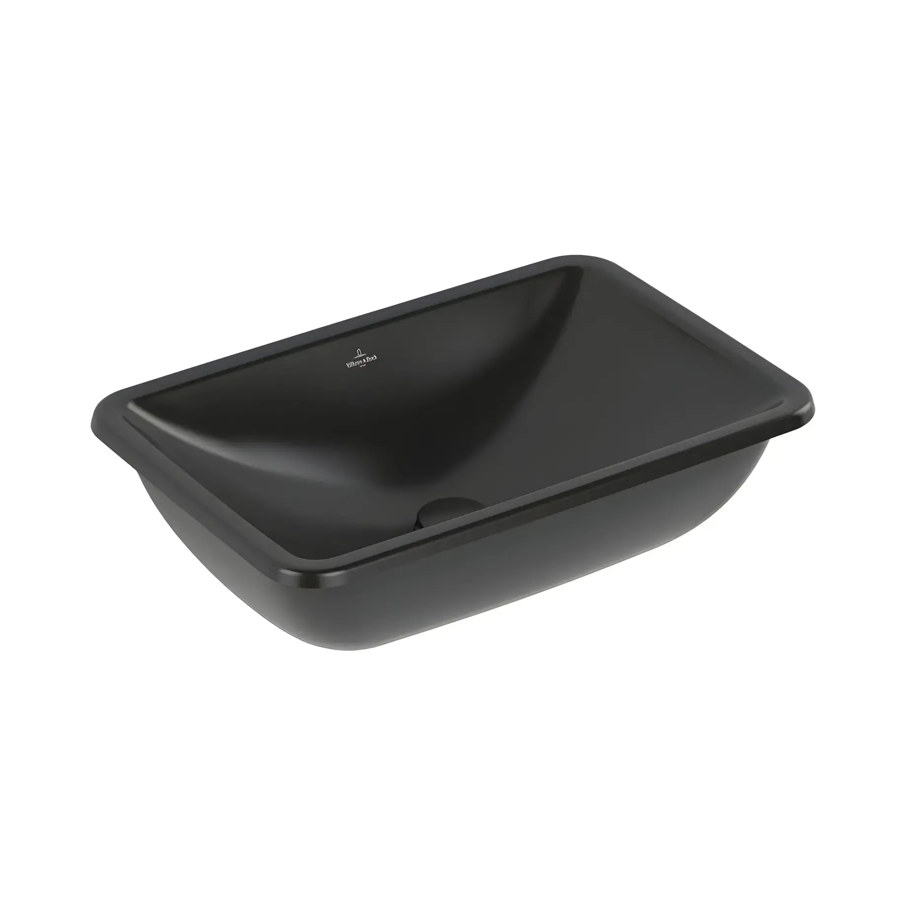 Умивальник Loop & Friends Villeroy & Boch 4A5701R7 Pure Black CeramicPlus 54 х 34 см — вид на білому тлі