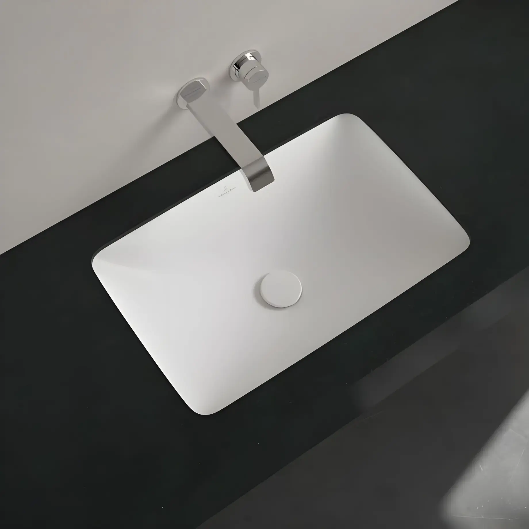 Умивальник Loop & Friends Villeroy & Boch 4A5701RW Stone White CeramicPlus — вид спереду