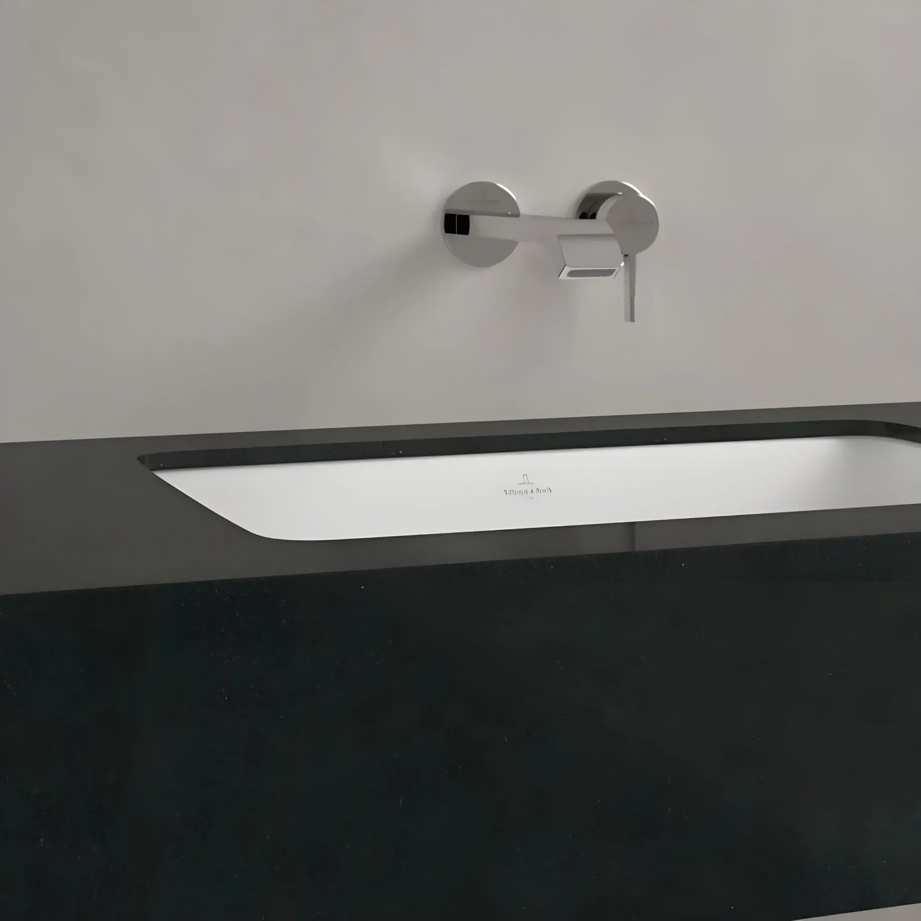 Умивальник Loop & Friends Villeroy & Boch 4A5701RW Stone White CeramicPlus — вид ззаду