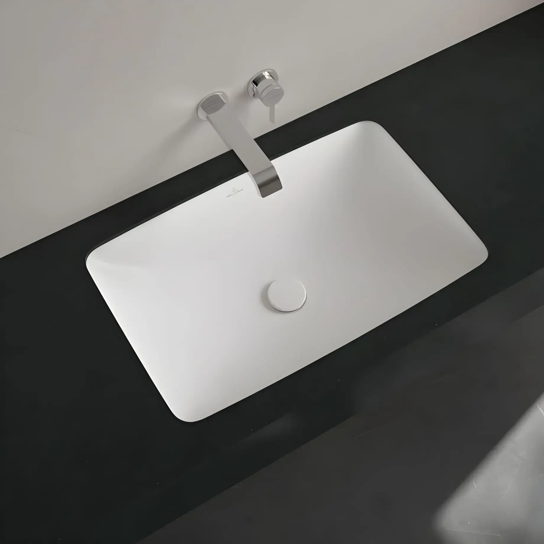 Умивальник Loop & Friends Villeroy & Boch 4A5801RW Stone White CeramicPlus — вид спереду