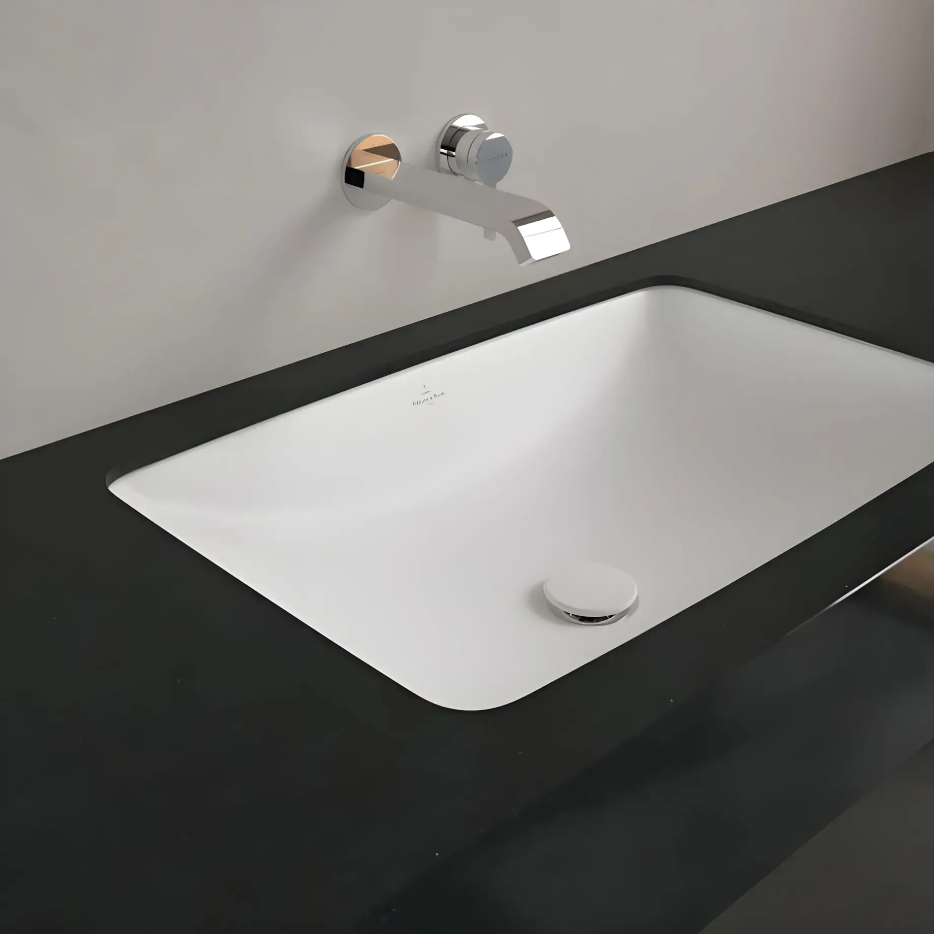 Умивальник Loop & Friends Villeroy & Boch 4A5801RW Stone White CeramicPlus — бічний ракурс