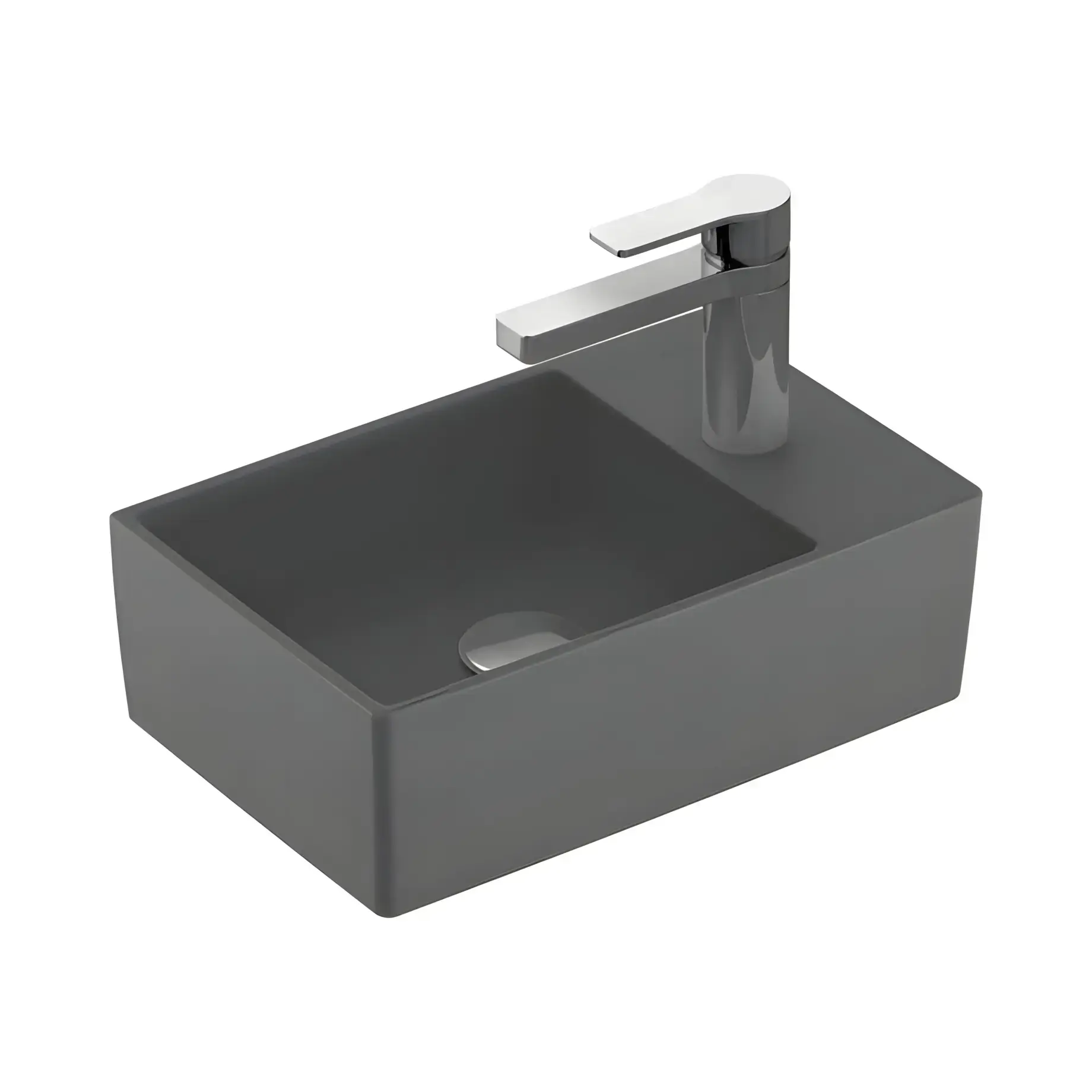 Умивальник Memento 2.0 Villeroy & Boch 432340I4 Graphite CeramicPlus 40 x 26 см — вид на білому тлі