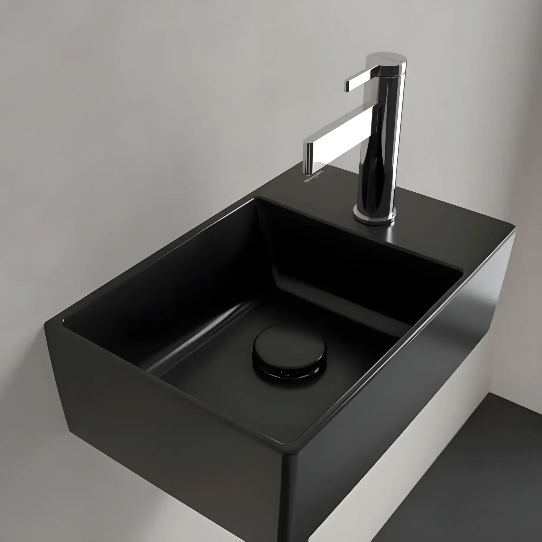 Умивальник Memento 2.0 Villeroy & Boch 432340R7 Pure Black CeramicPlus — вид ззаду