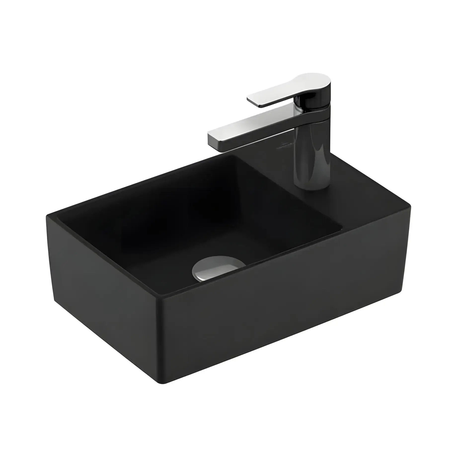 Умивальник Memento 2.0 Villeroy & Boch 432340S5 Ebony CeramicPlus 40 x 26 см — вид на білому тлі