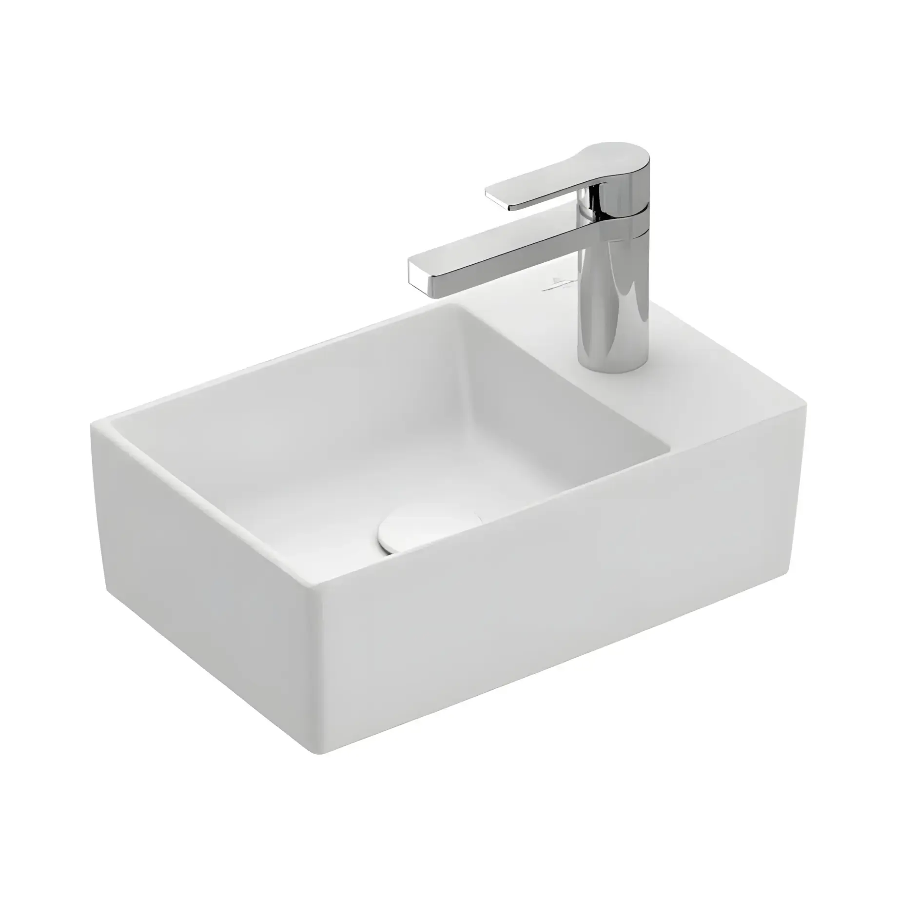 Умивальник Memento 2.0 Villeroy & Boch 43234GRW Stone White CeramicPlus 40 x 26 см — вид на білому тлі