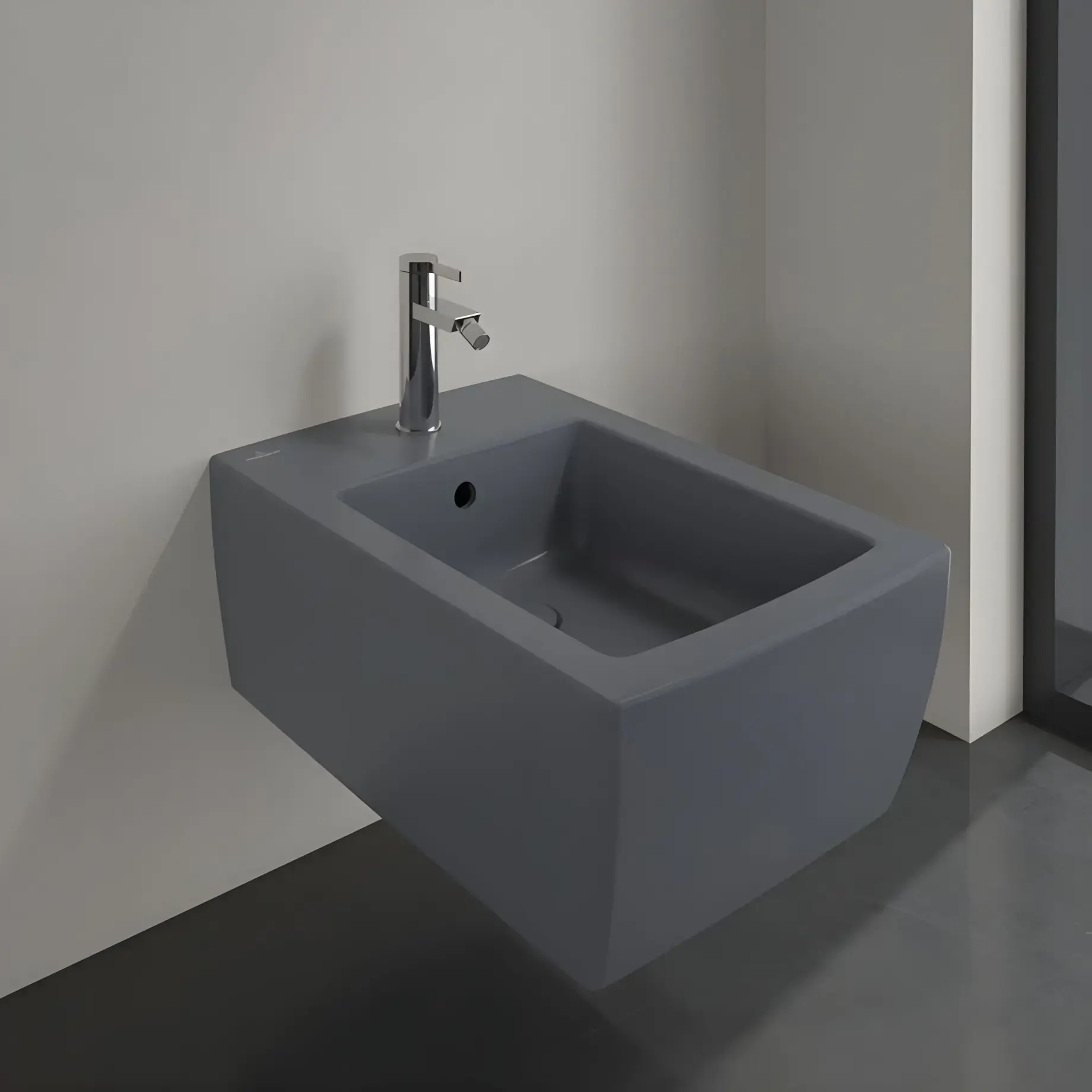 Біде Memento 2.0 Villeroy & Boch 443300I4 Graphite CeramicPlus — вид спереду