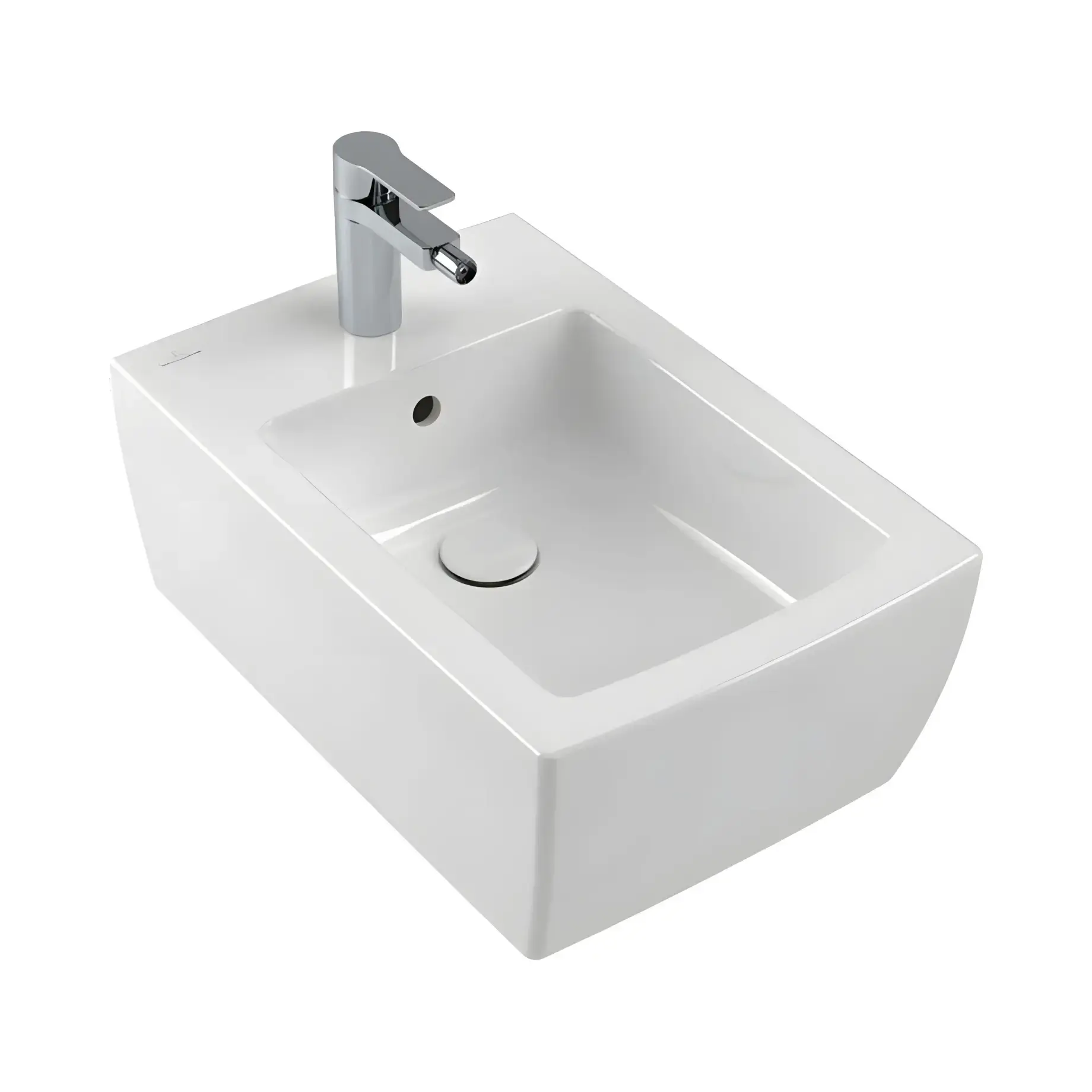 Біде Memento 2.0 Villeroy & Boch 443300R1 White Alpin CeramicPlus 37.5 x 56 см — вид на білому тлі