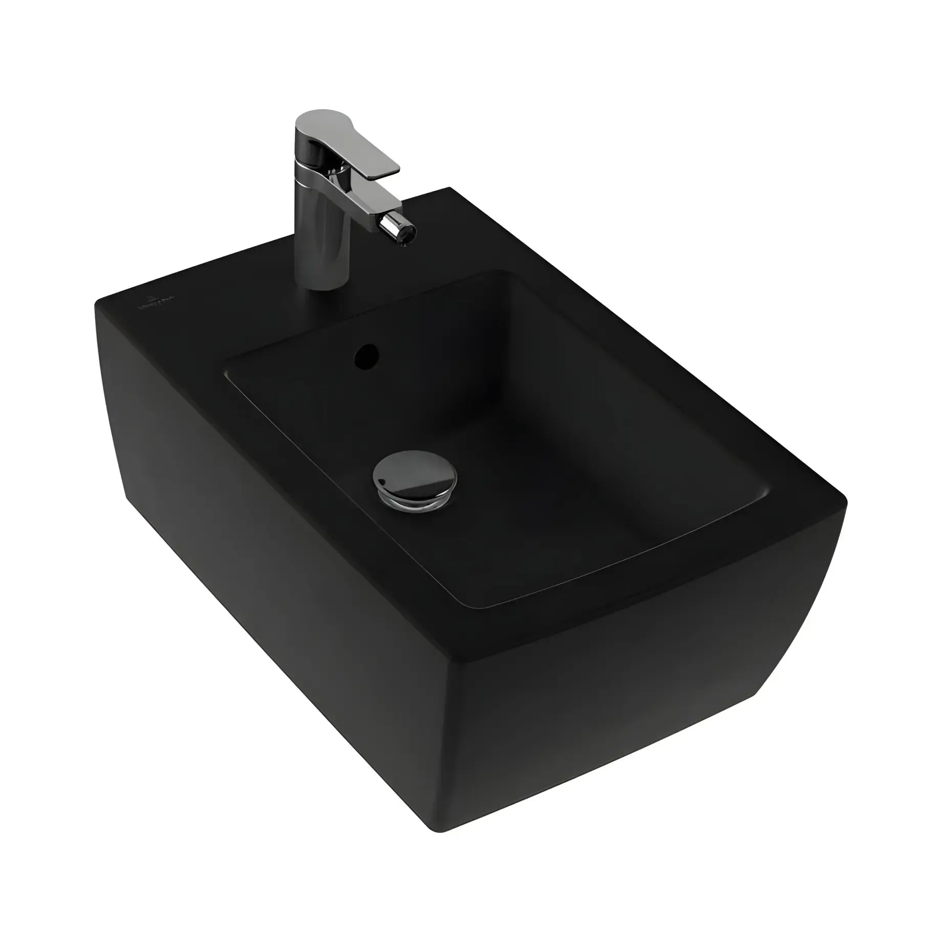 Біде Memento 2.0 Villeroy & Boch 443300S5 Ebony CeramicPlus 37.5 x 56 см — вид на білому тлі