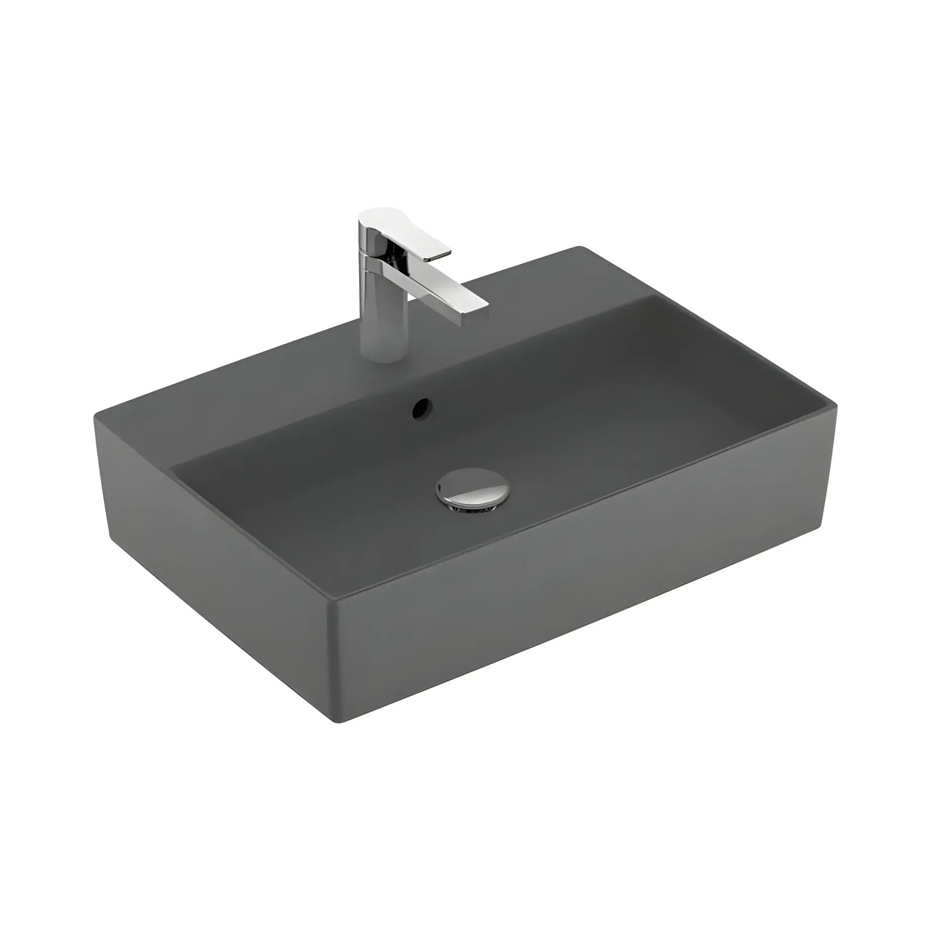 Умивальник Memento 2.0 Villeroy & Boch 4A0750i4 Graphite CeramicPlus 50 х 42 см — вид на білому тлі