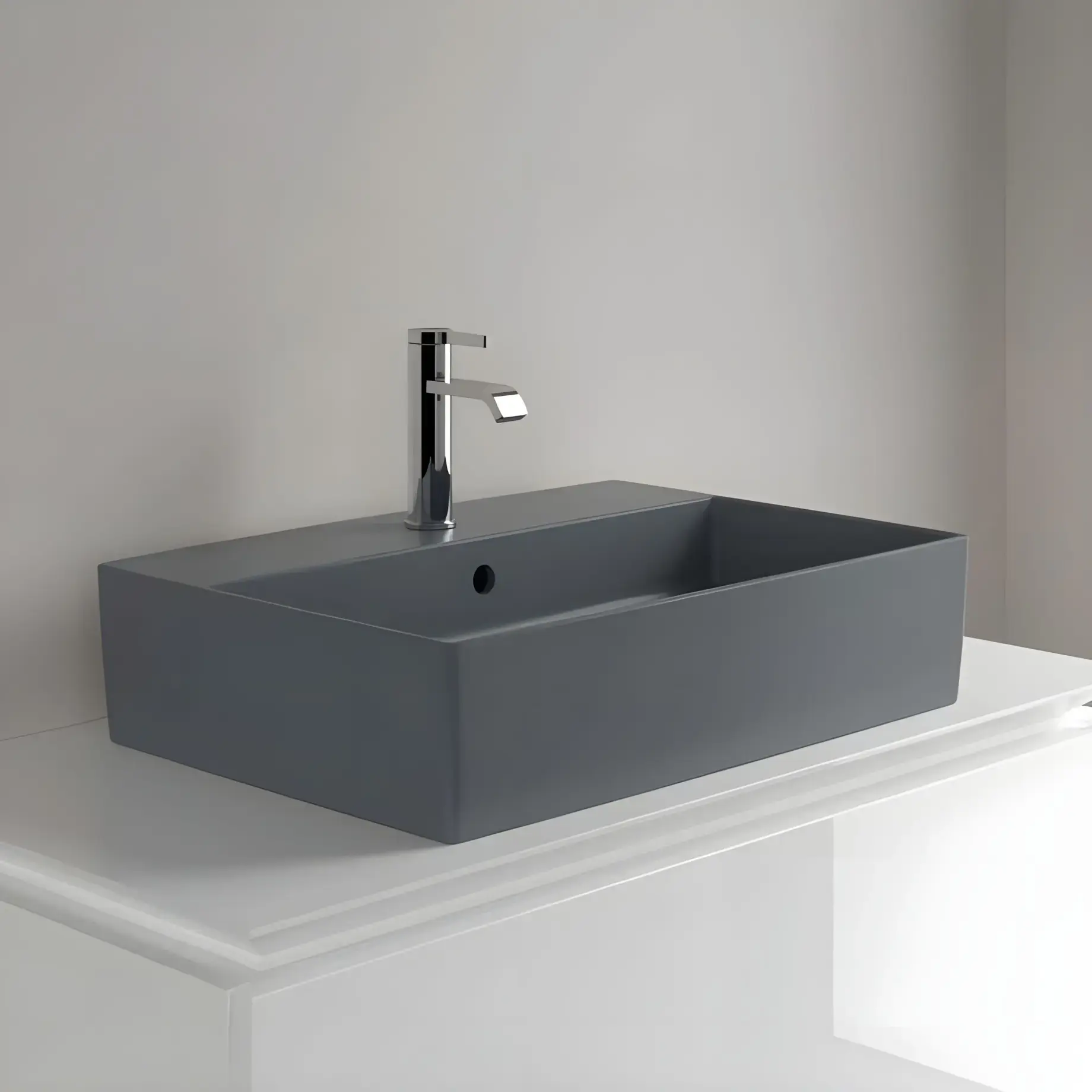 Умивальник Memento 2.0 Villeroy & Boch 4A0750i4 Graphite CeramicPlus — бічний ракурс