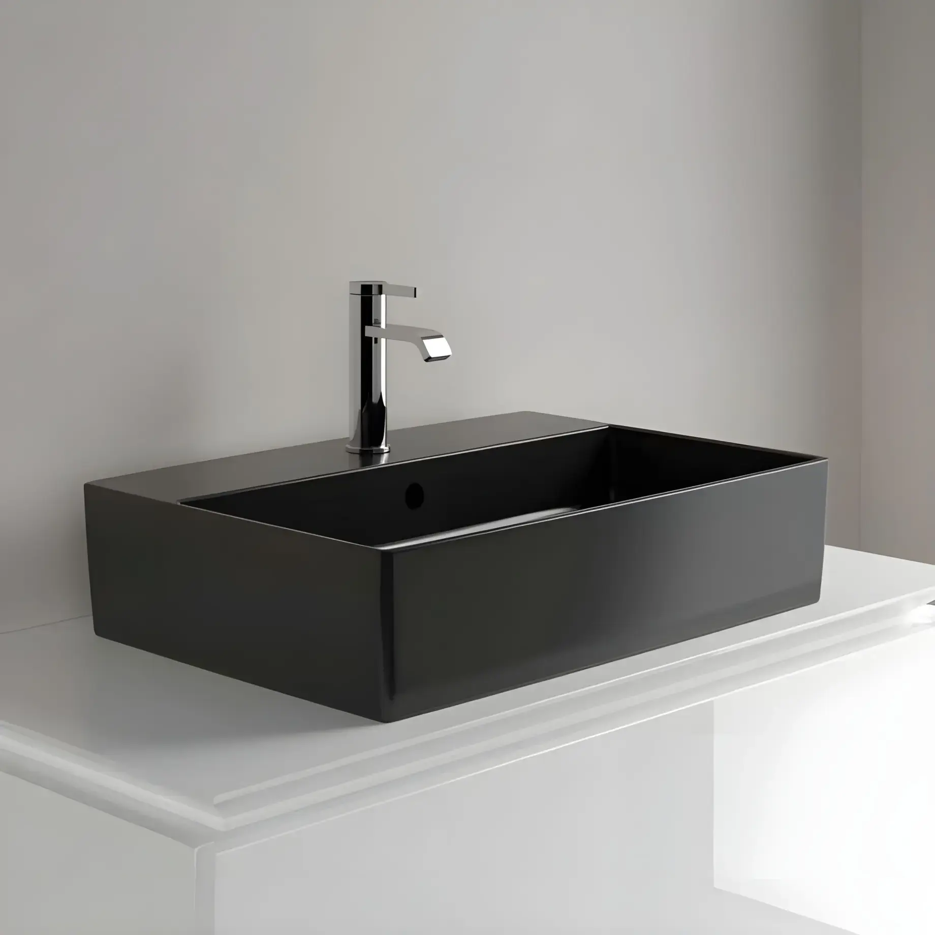 Умивальник Memento 2.0 Villeroy & Boch 4A0750R7 Pure Black CeramicPlus — бічний ракурс