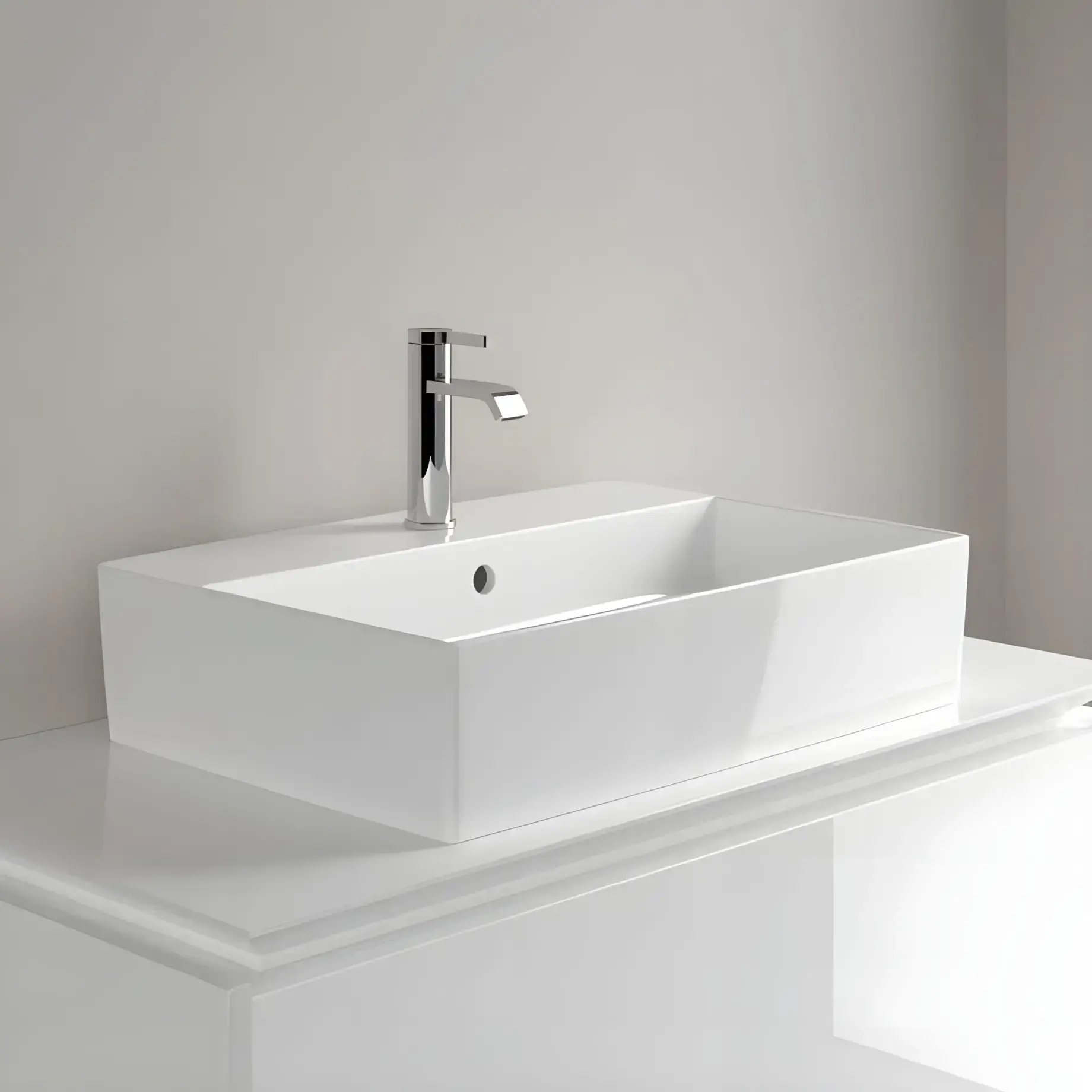 Умивальник Memento 2.0 Villeroy & Boch 4A0760R1 Alpine White CeramicPlus — вид ззаду