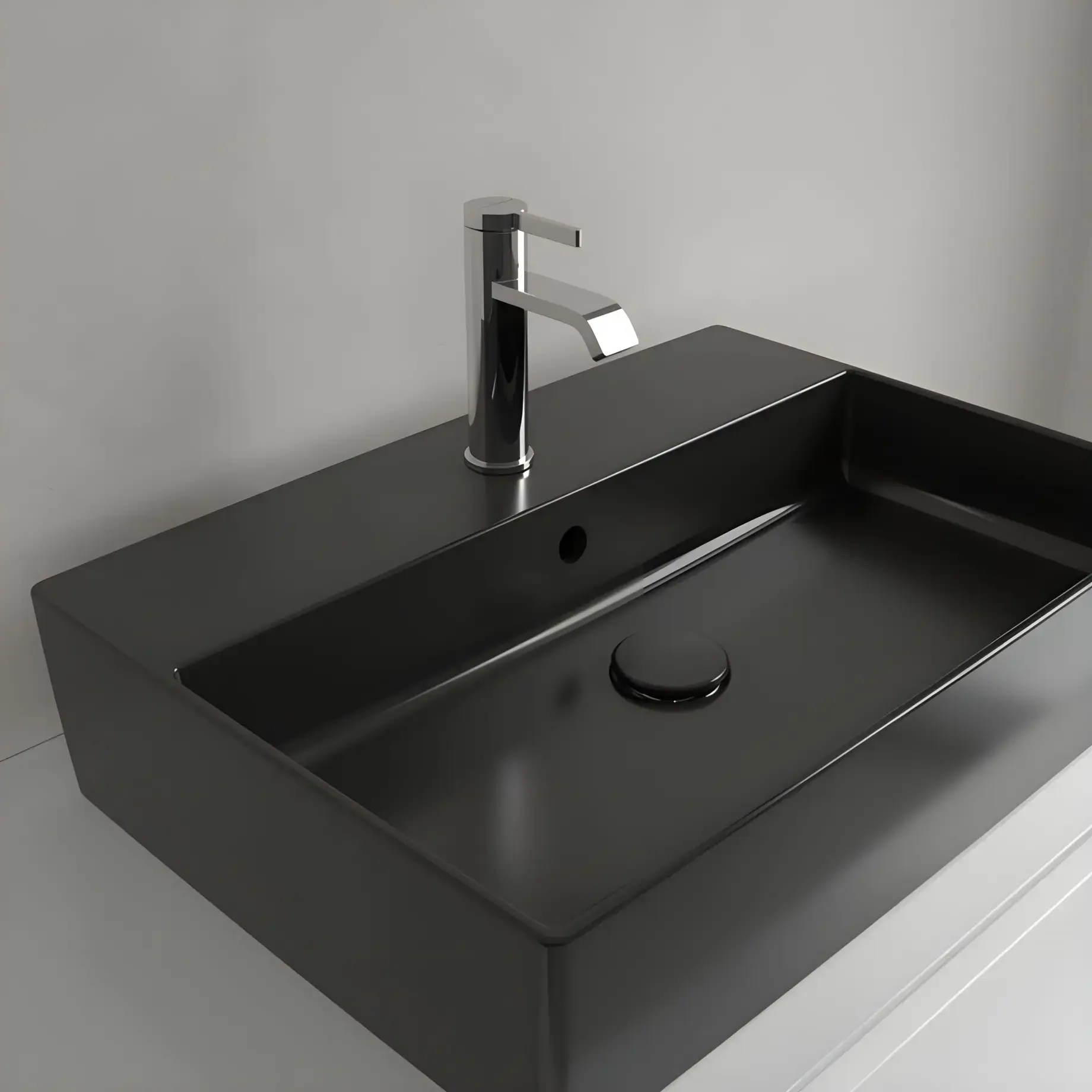 Умивальник Memento 2.0 Villeroy & Boch 4A0760S5 Ebony CeramicPlus — бічний ракурс