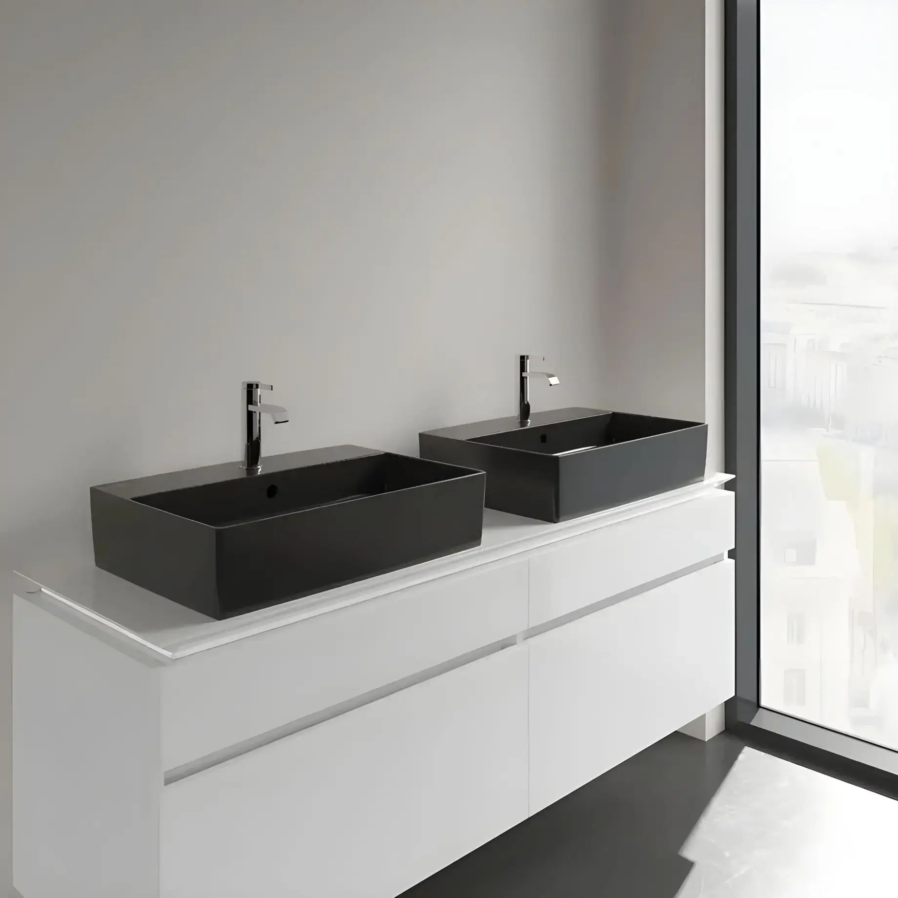 Умивальник Memento 2.0 Villeroy & Boch 4A0760S5 Ebony CeramicPlus — вид ззаду