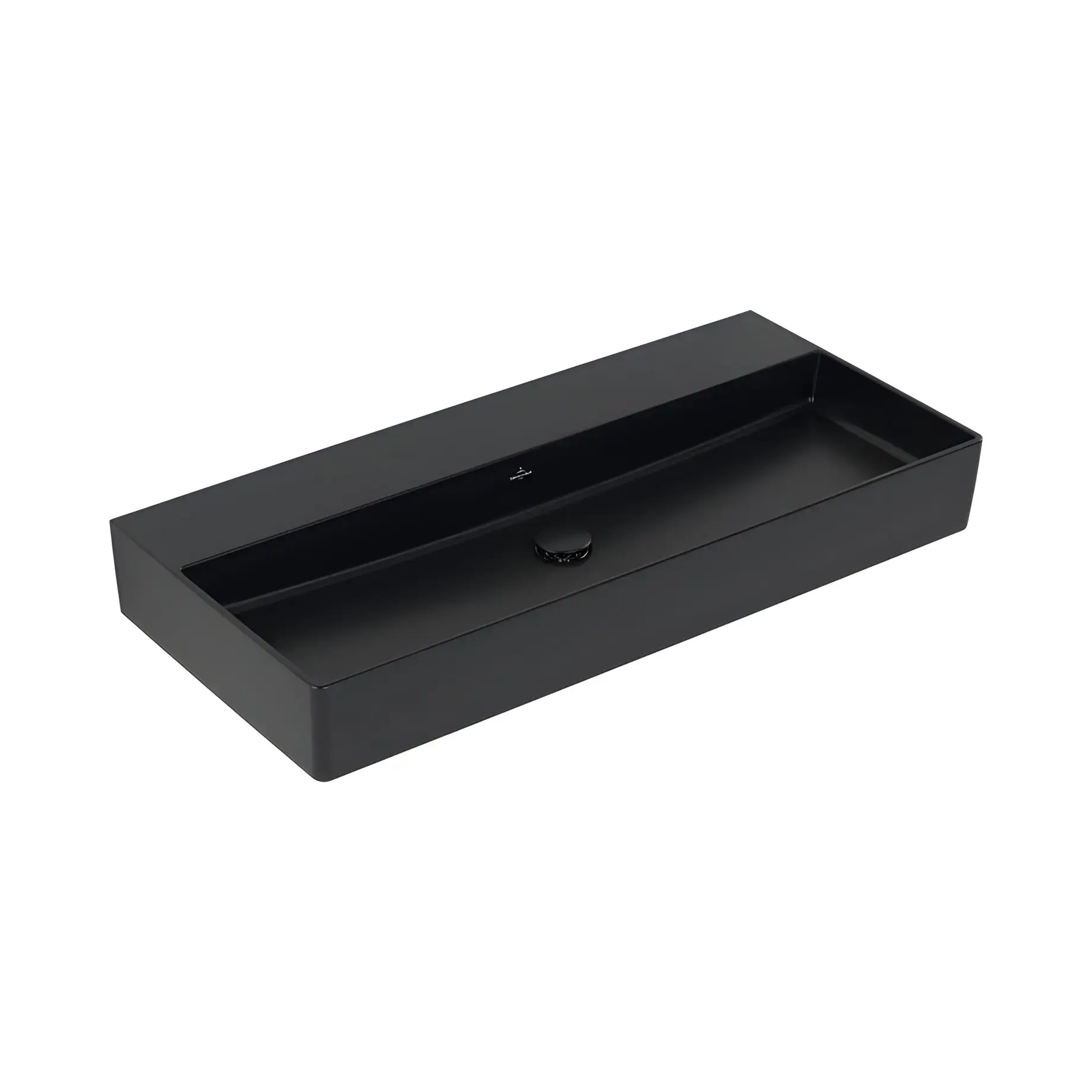 Умивальник Memento 2.0 Villeroy & Boch 4A221FR7 Pure Black CeramicPlus 100 х 47 см — вид на білому тлі