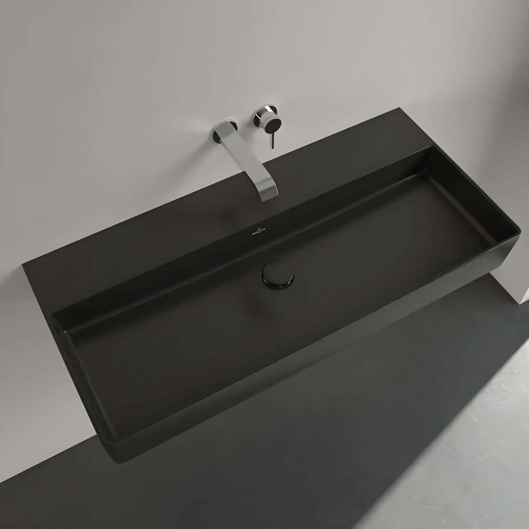 Умивальник Memento 2.0 Villeroy & Boch 4A221FR7 Pure Black CeramicPlus — вид спереду