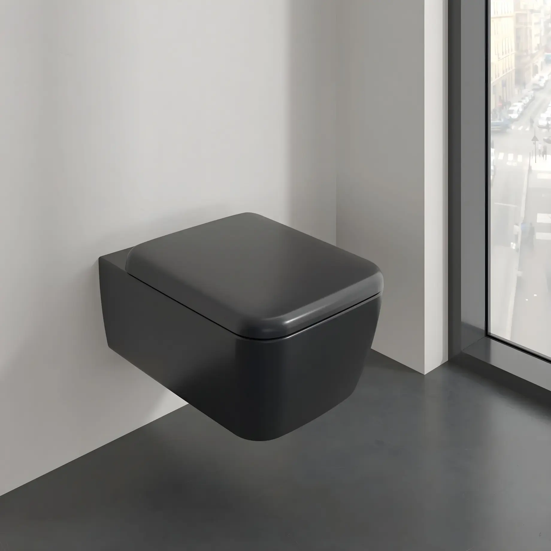 Унітаз Skyla Villeroy & Boch 4682CLR7 Pure Black CeramicPlus — вид спереду