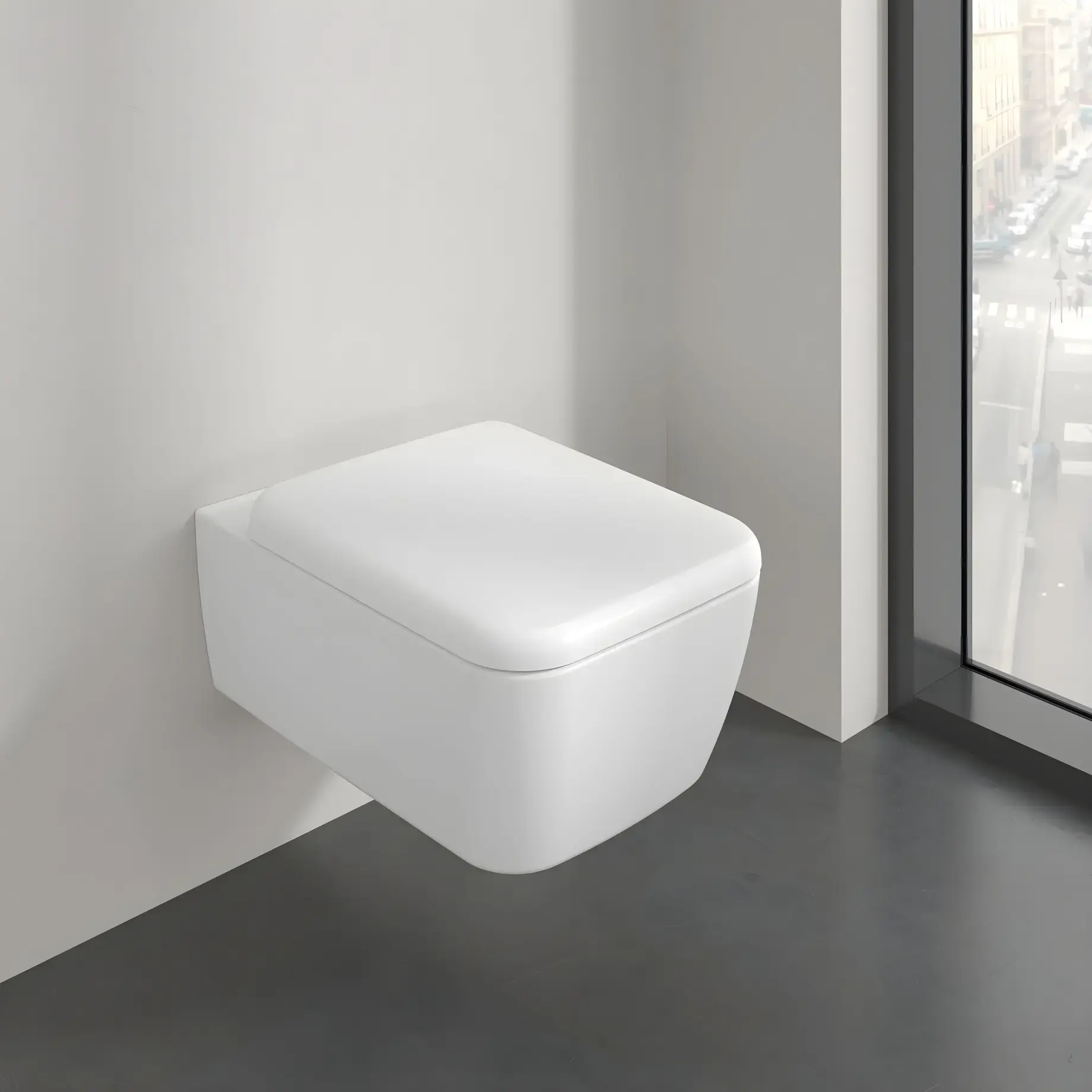 Унітаз Skyla Villeroy & Boch 4682CLRW Stone White CeramicPlus — вид спереду