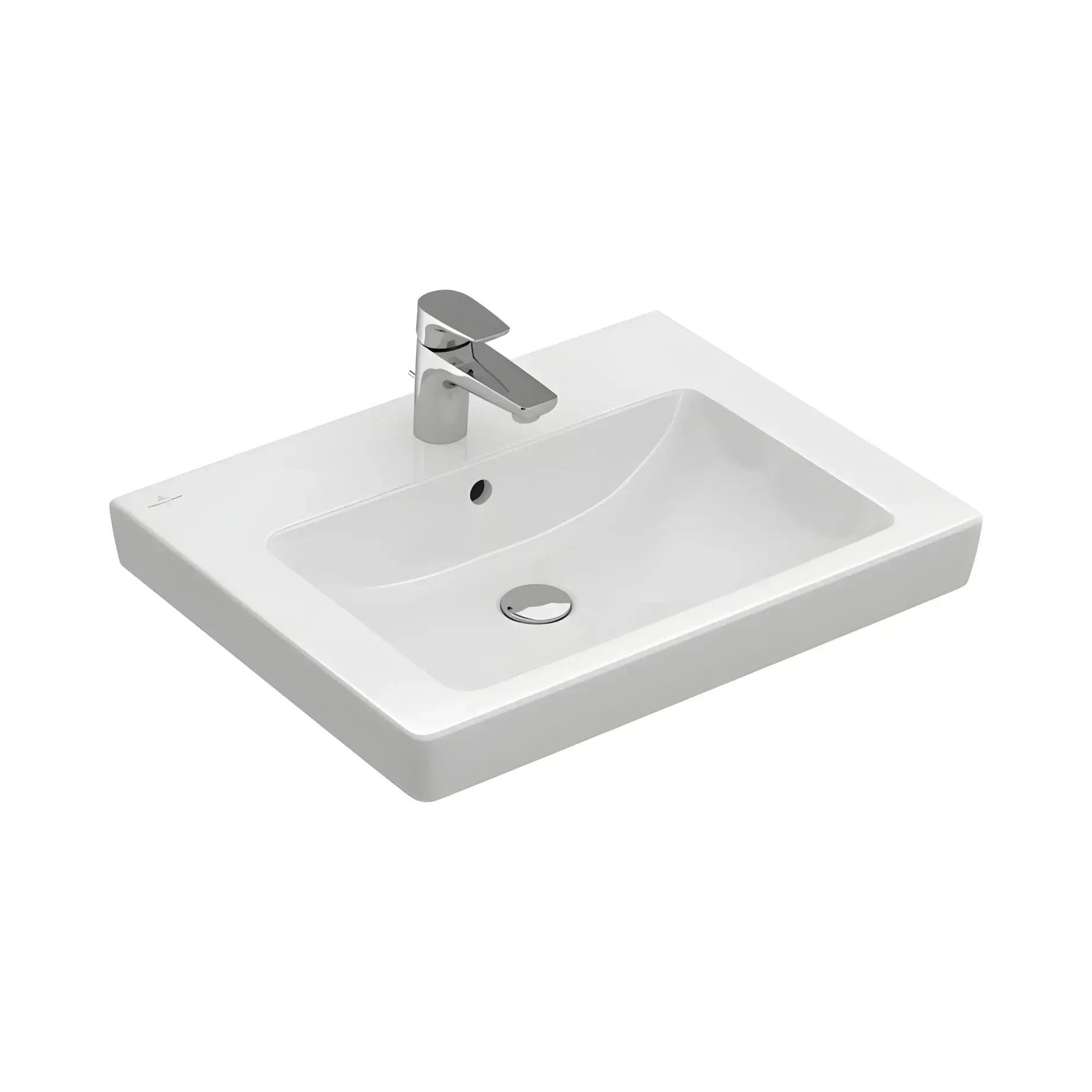 Умивальник Subway 2.0 Villeroy & Boch 7113F001 Alpine White 60 х 47 см — вид на білому тлі