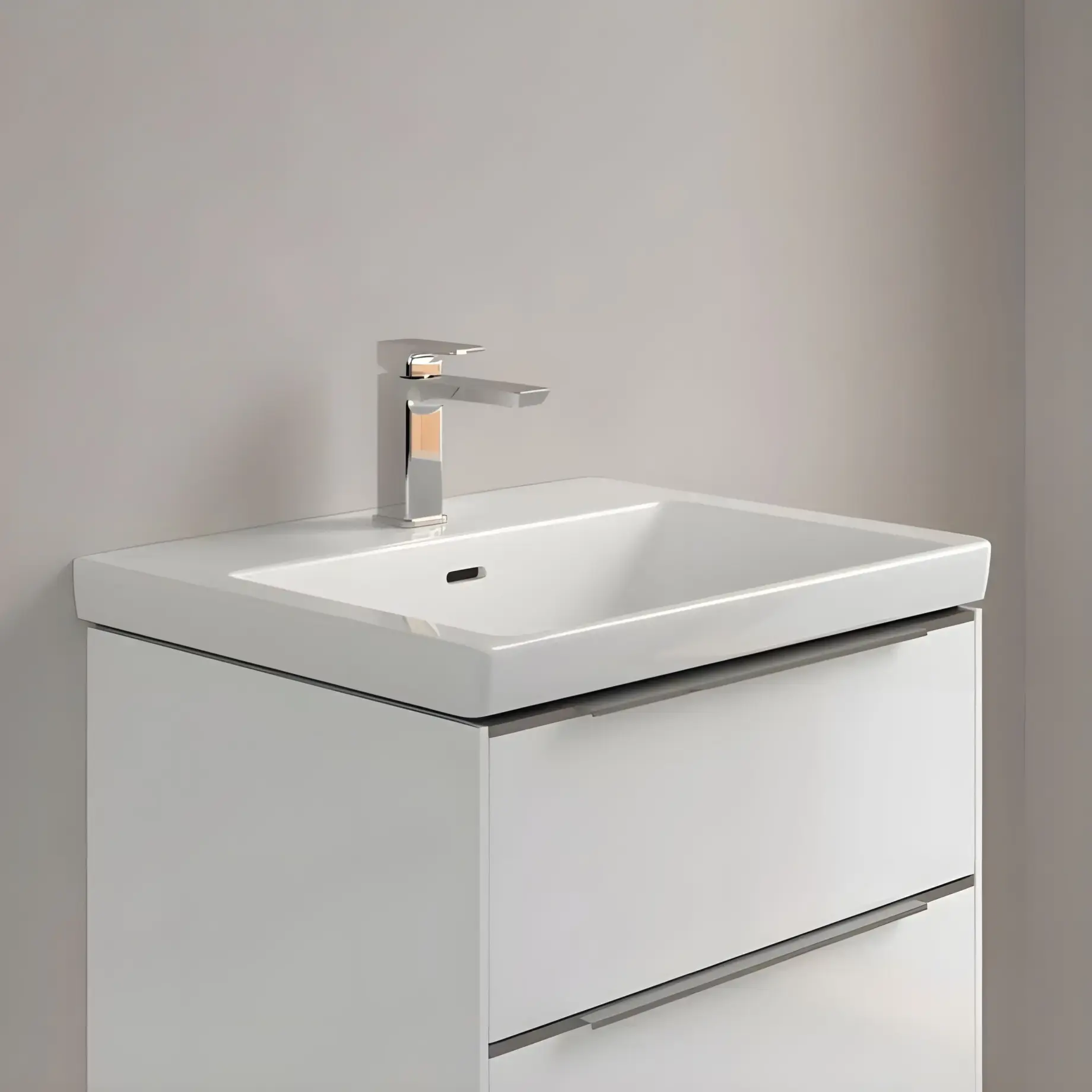 Умивальник Subway 3.0 Villeroy & Boch 4A706001 Alpine White — деталь крупним планом