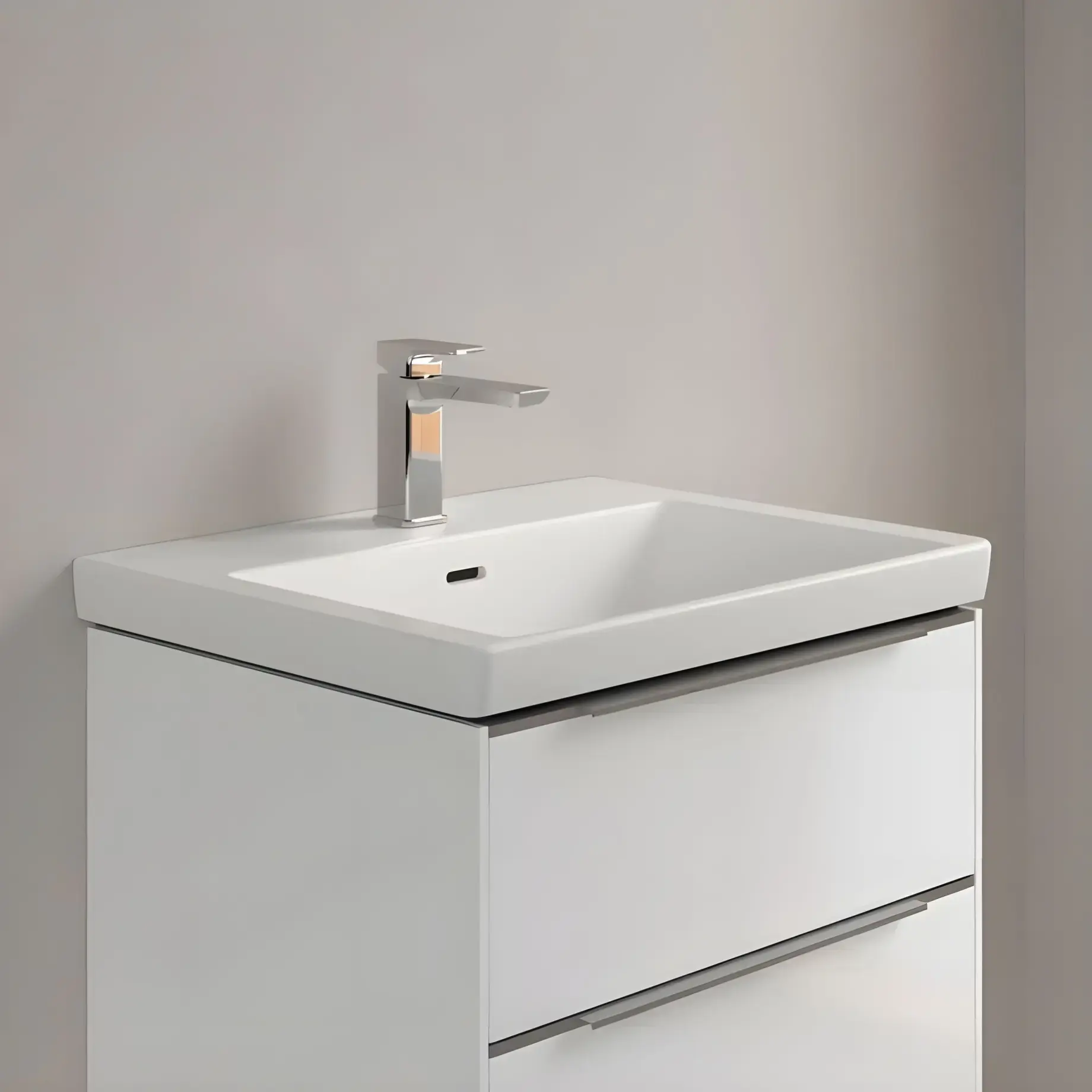 Умивальник Subway 3.0 Villeroy & Boch 4A7060RW Stone White CeramicPlus — ракурс 3/4