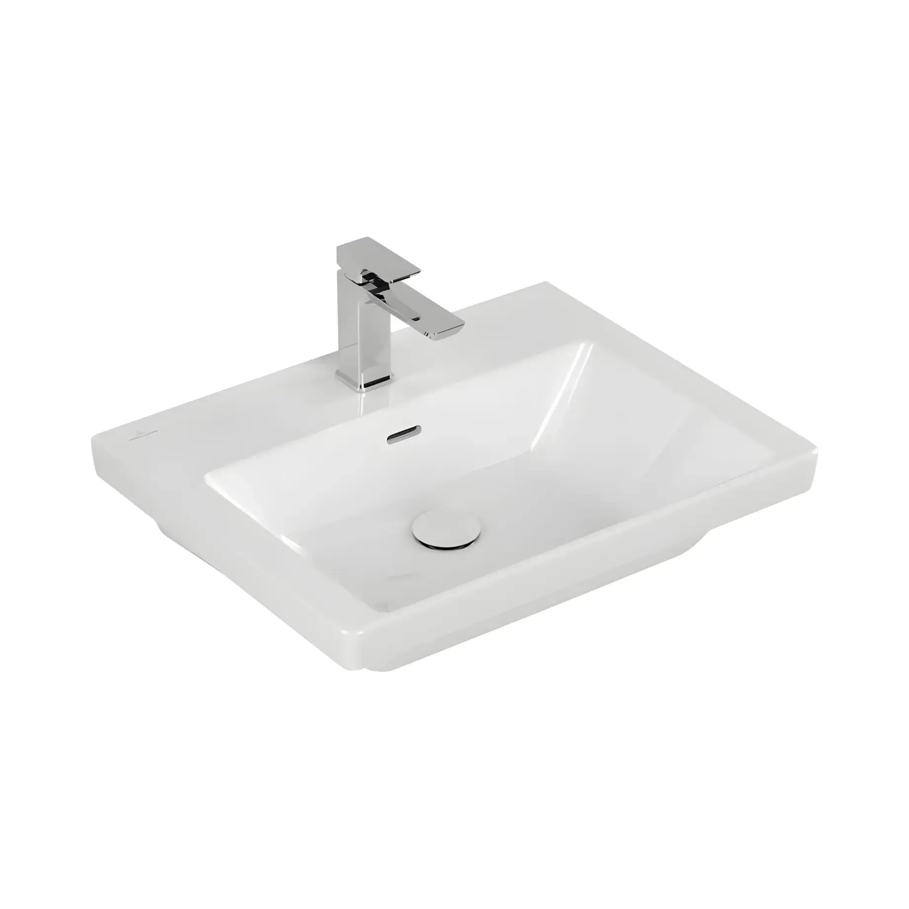 Умивальник Subway 3.0 Villeroy & Boch 4A706GRW Stone White CeramicPlus 60 х 47 см — вид на білому тлі