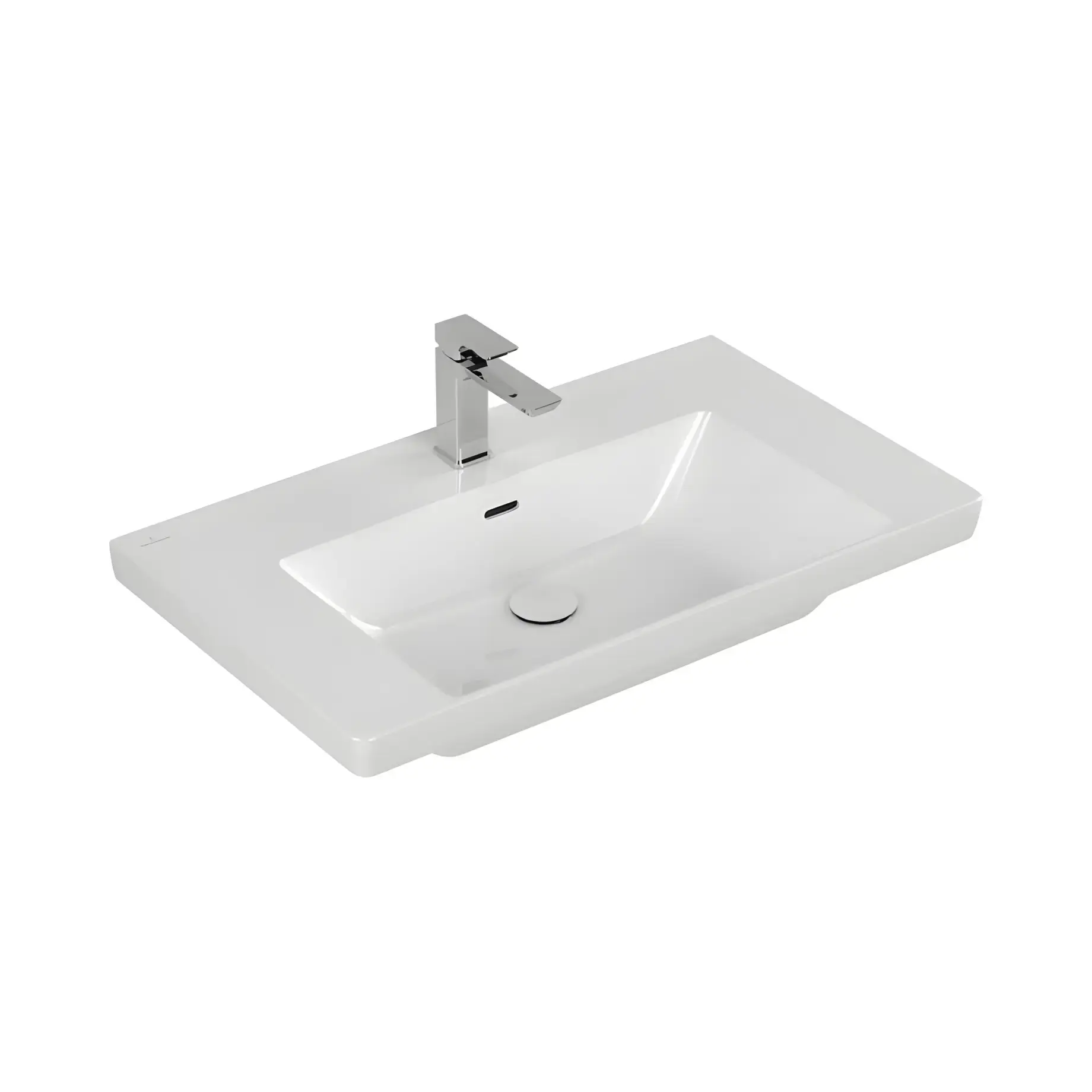 Умивальник Subway 3.0 Villeroy & Boch 4A7080R1 Alpine White CeramicPlus 80 х 47 см — вид на білому тлі