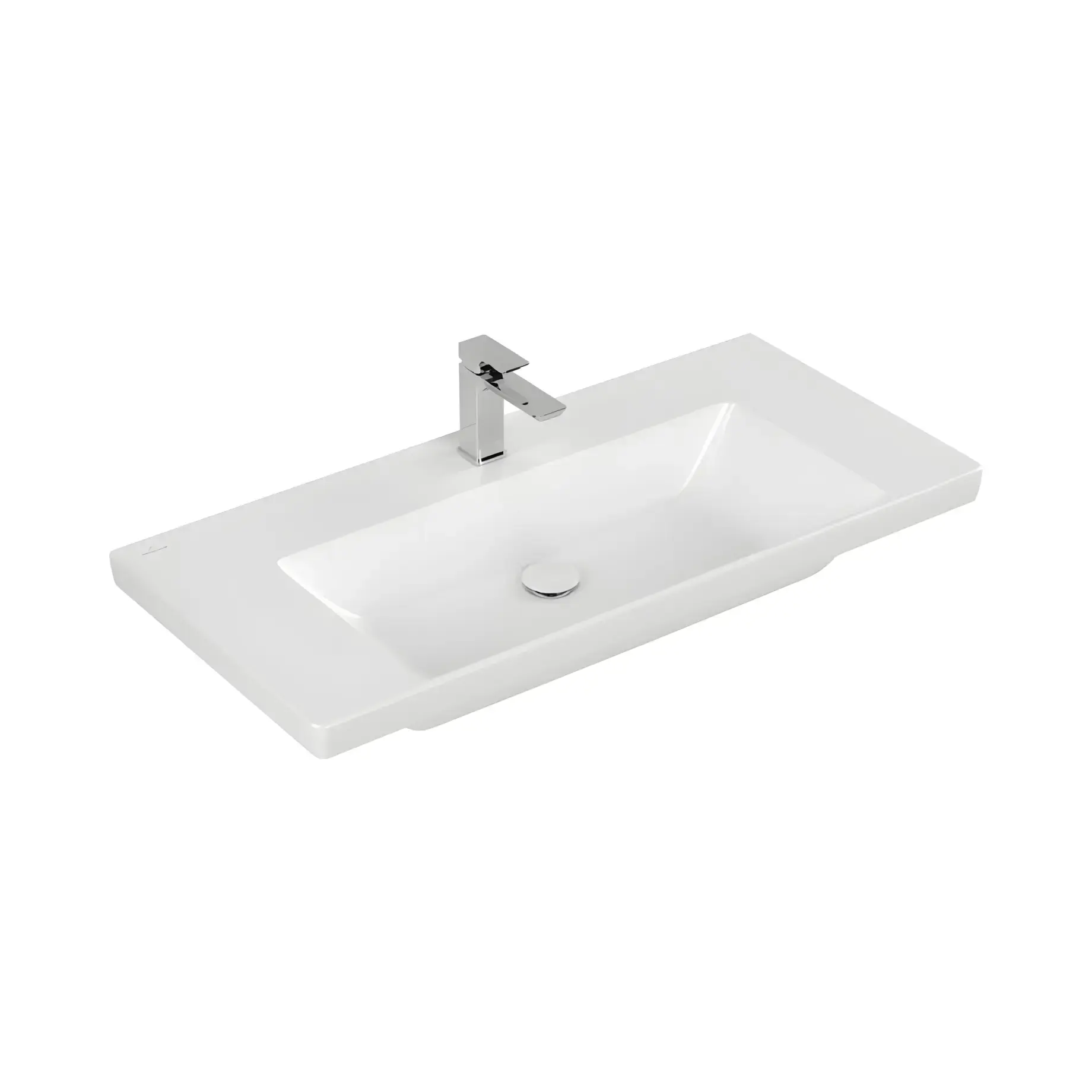 Умивальник Subway 3.0 Villeroy & Boch 4A70A2RW Stone White CeramicPlus 100 х 47 см — вид на білому тлі