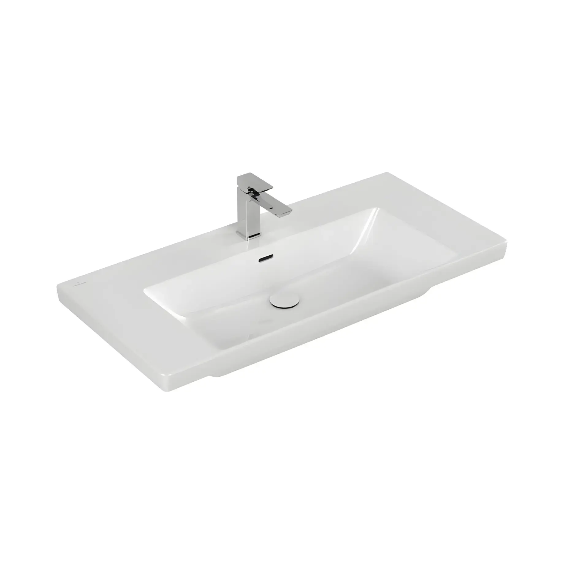 Умивальник Subway 3.0 Villeroy & Boch 4A70A5R1 Alpine White CeramicPlus 100 х 47 см — вид на білому тлі