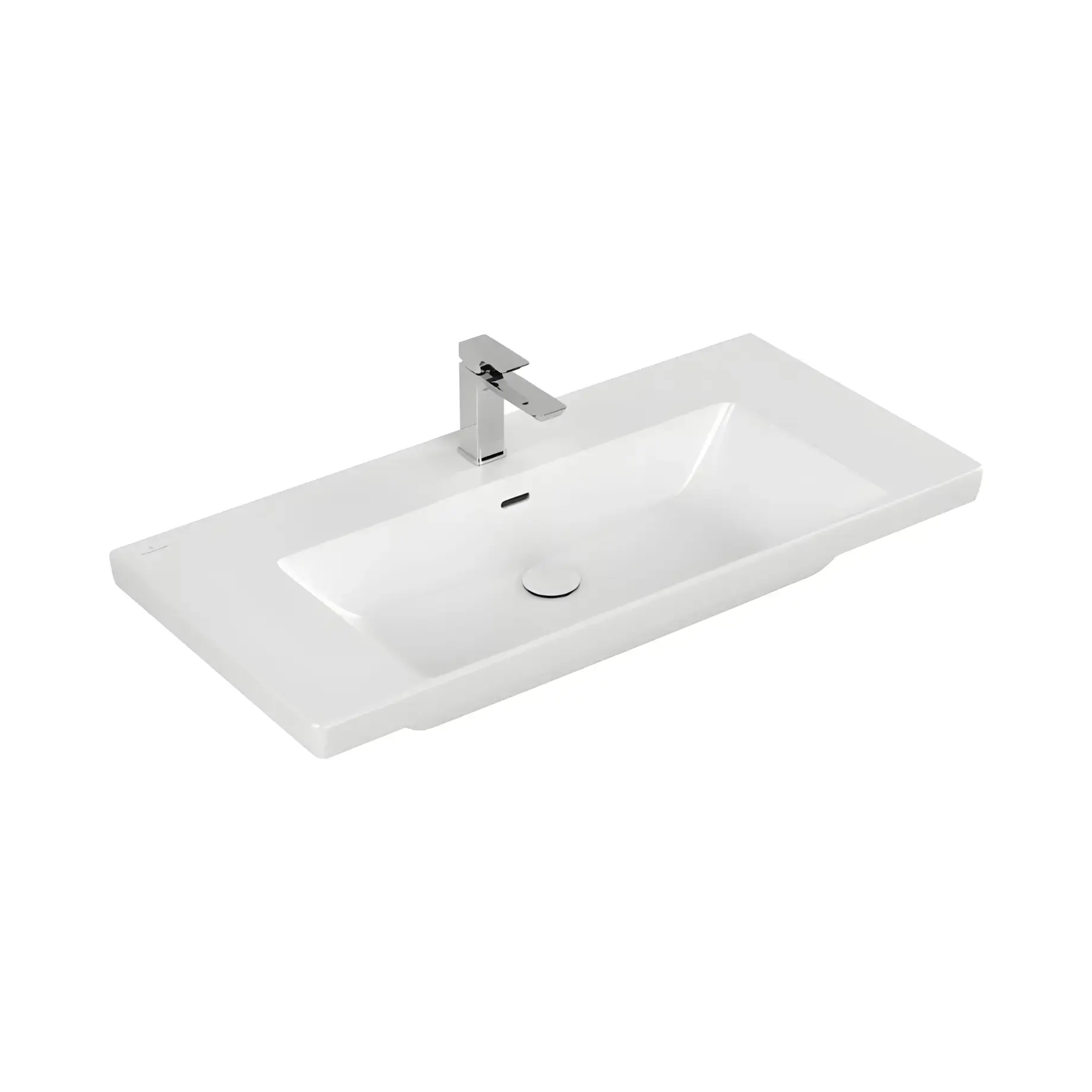 Умивальник Subway 3.0 Villeroy & Boch 4A70A5RW Stone White CeramicPlus 100 х 47 см — вид на білому тлі