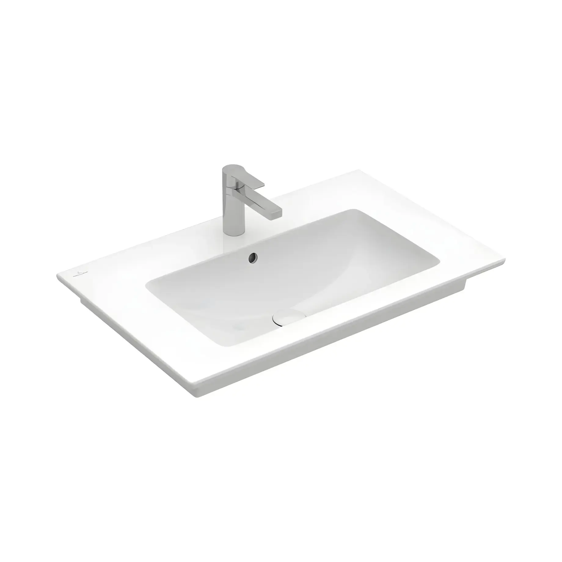 Умивальник Venticello Villeroy & Boch 41048LR1 Alpine White CeramicPlus 80 х 50 см — вид на білому тлі